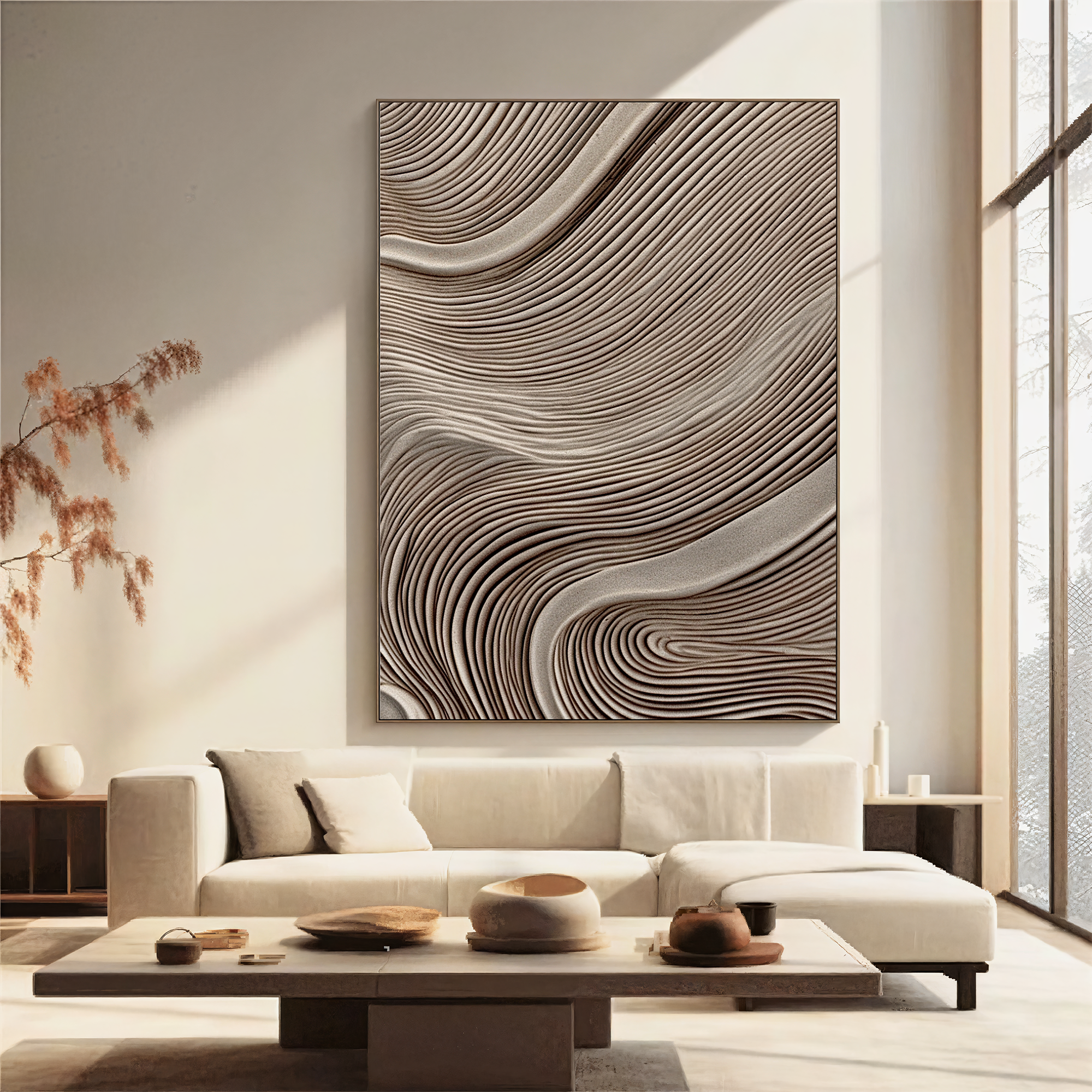 Textured Wave Sophistication | Beige Grey