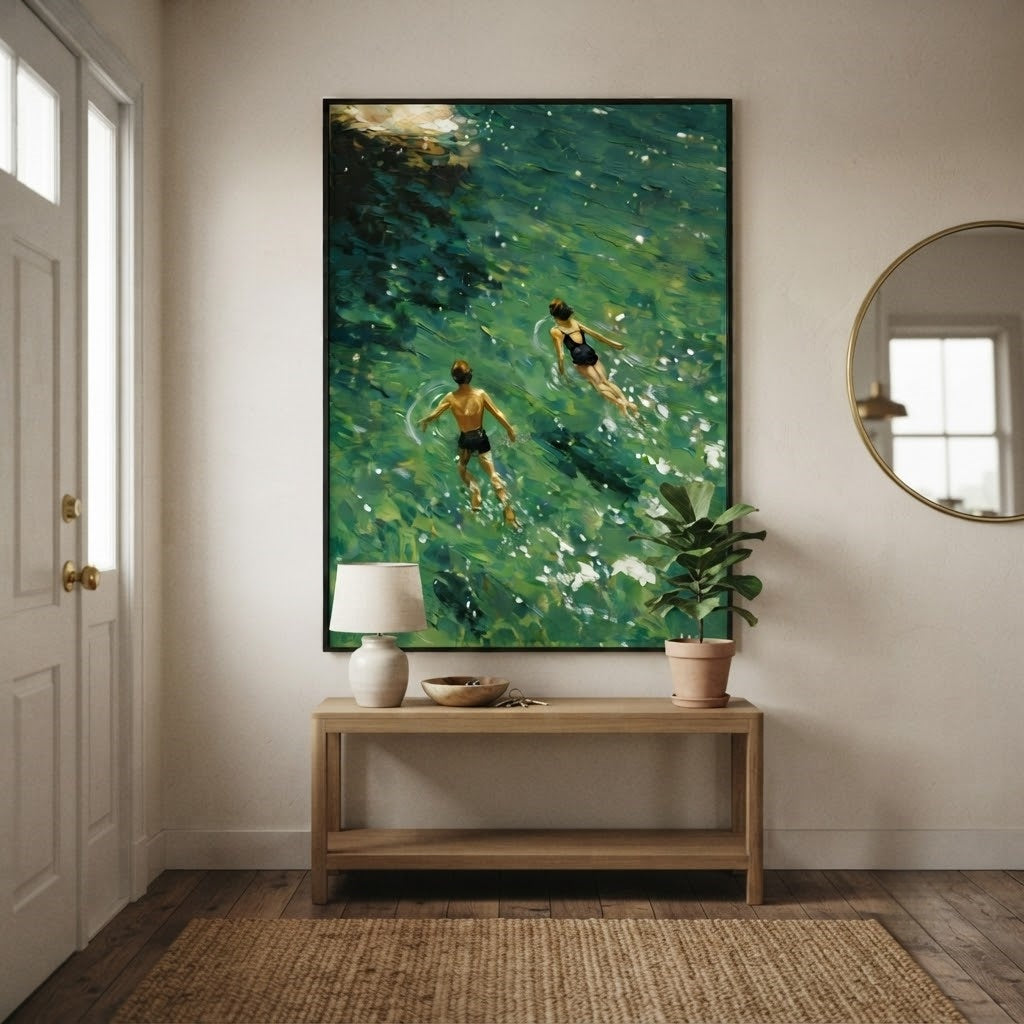 Impressionist Art | Sunlit Aqua Swimmers