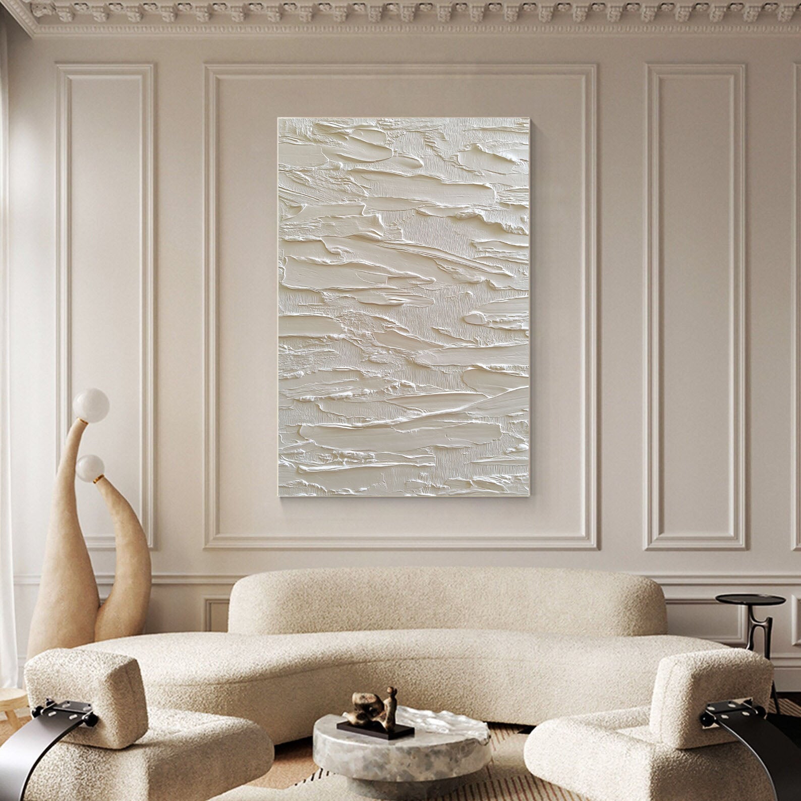 Textured Cream Cascades | Gold Accents