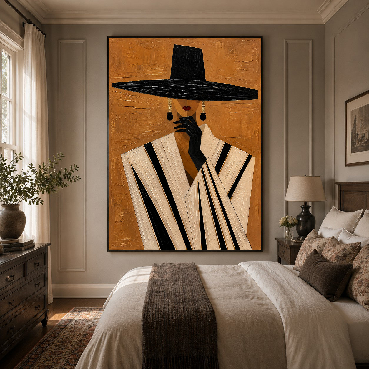 Contemporary Luxe Art | Hat & Striped Poise