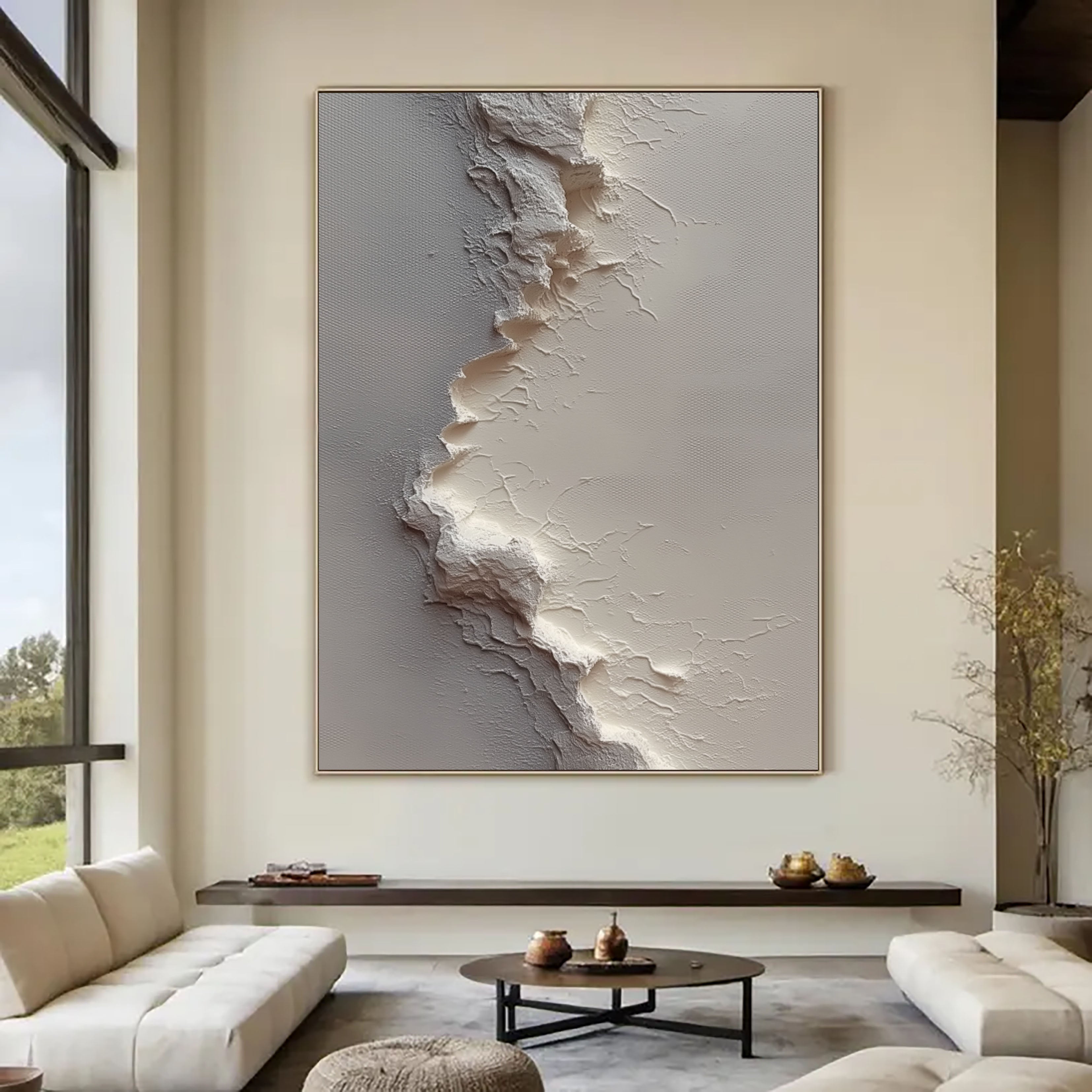 Minimalist Vertical Ridge | White Texture