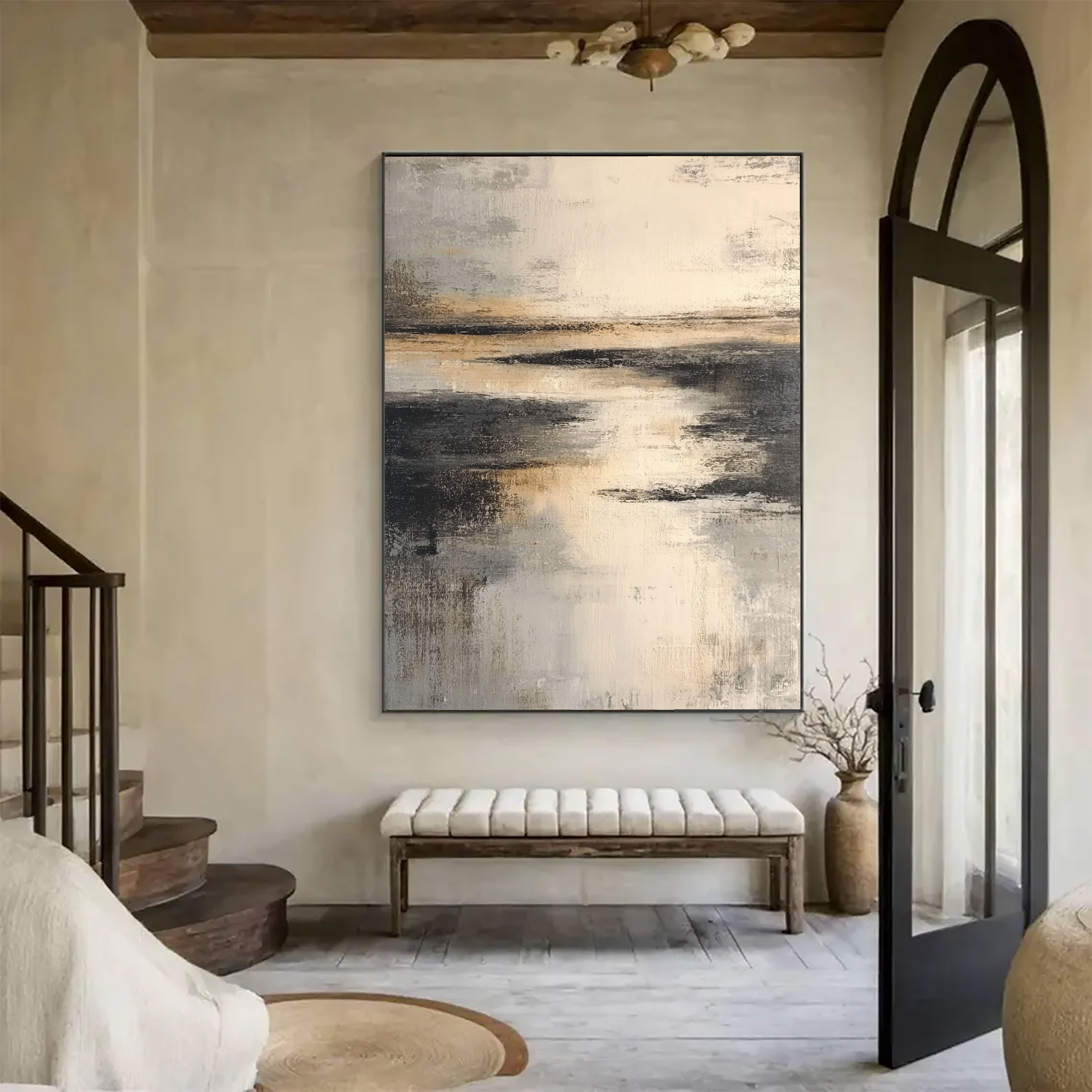 Abstract Metallic Horizon | Gold Grey