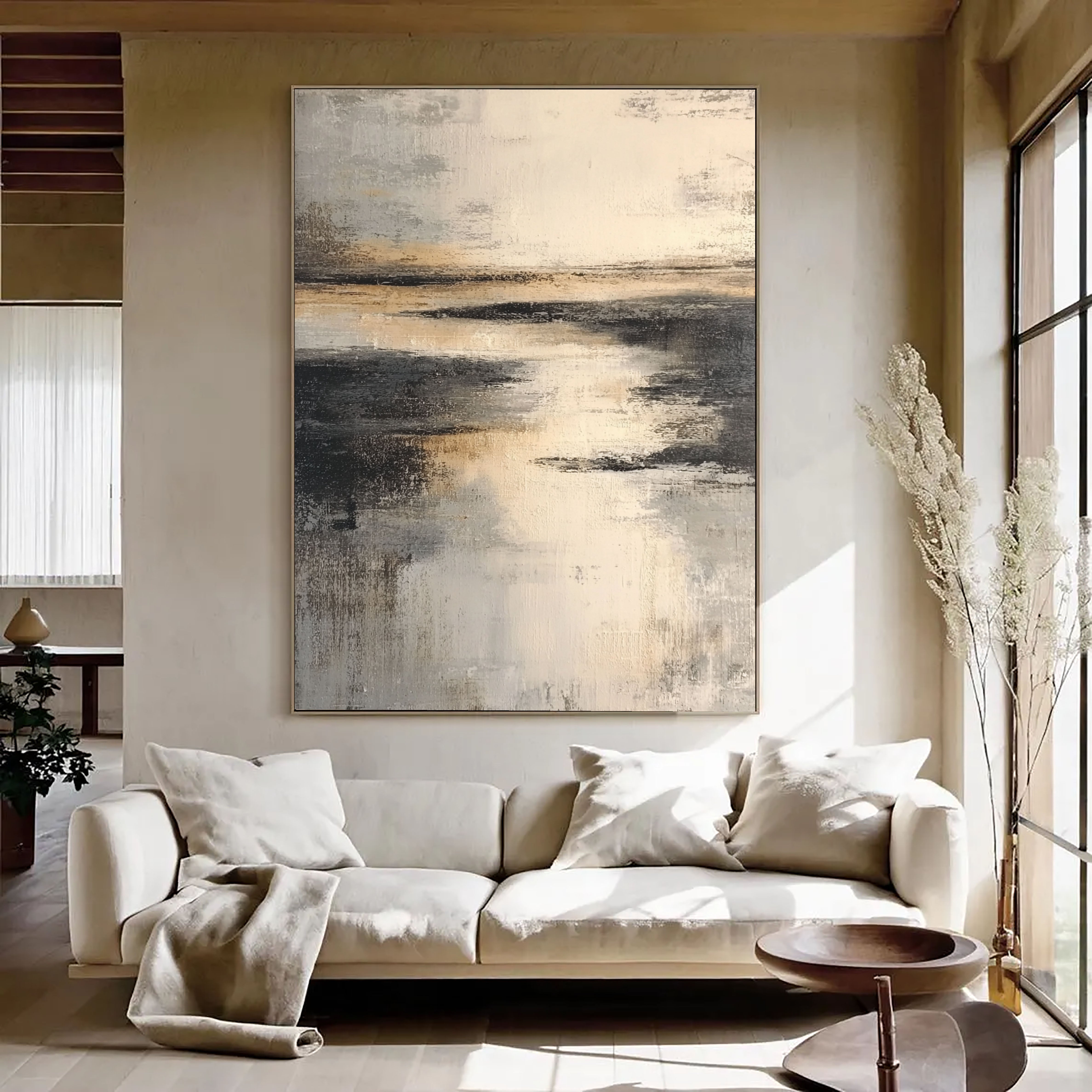 Abstract Metallic Horizon | Gold Grey