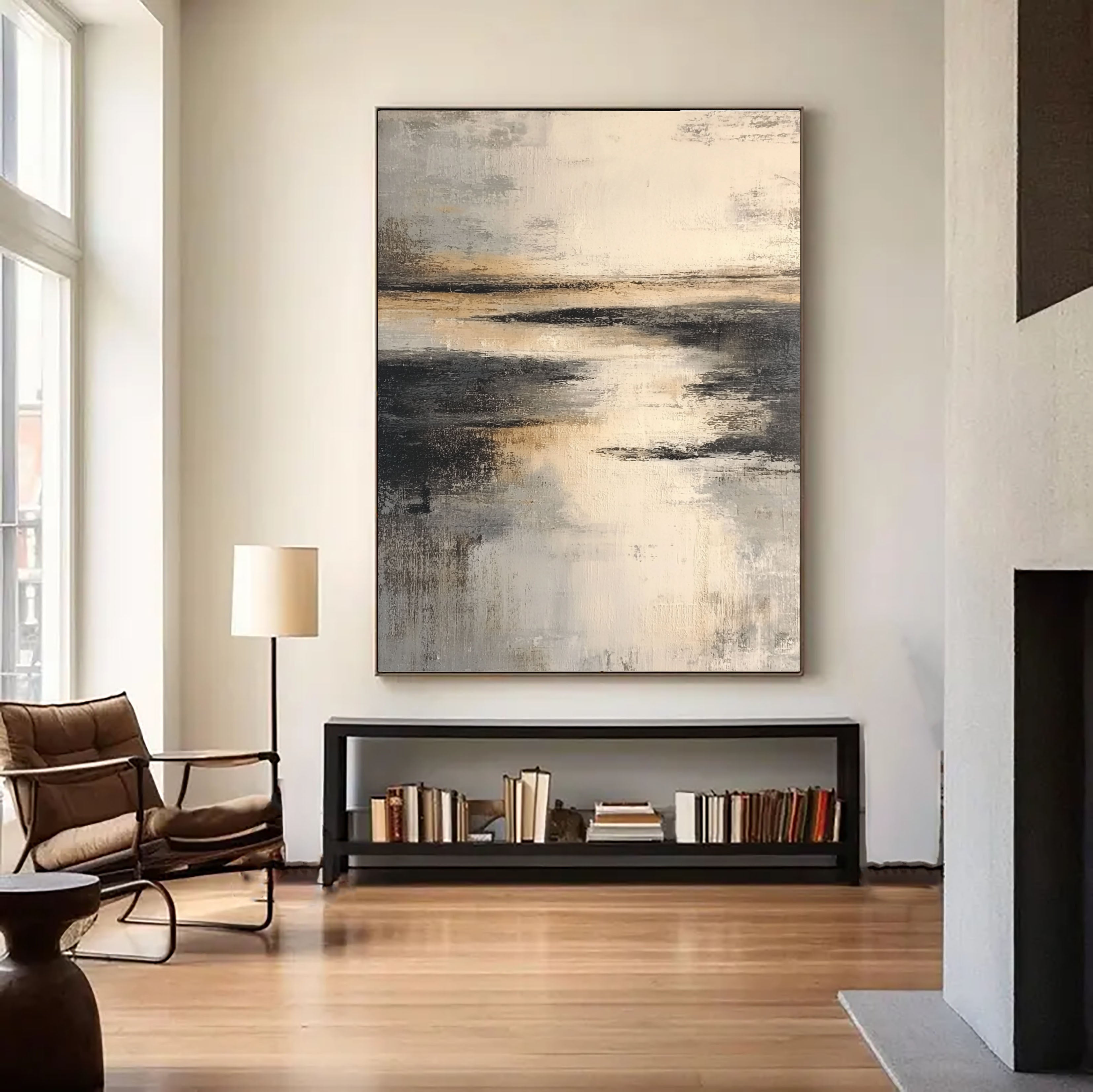 Abstract Metallic Horizon | Gold Grey