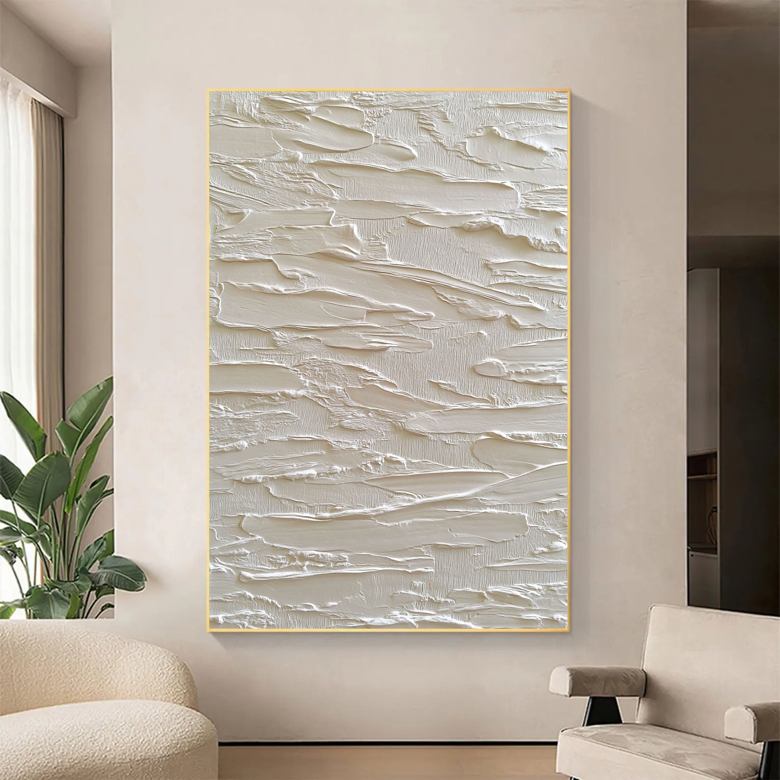 Textured Cream Cascades | Gold Accents