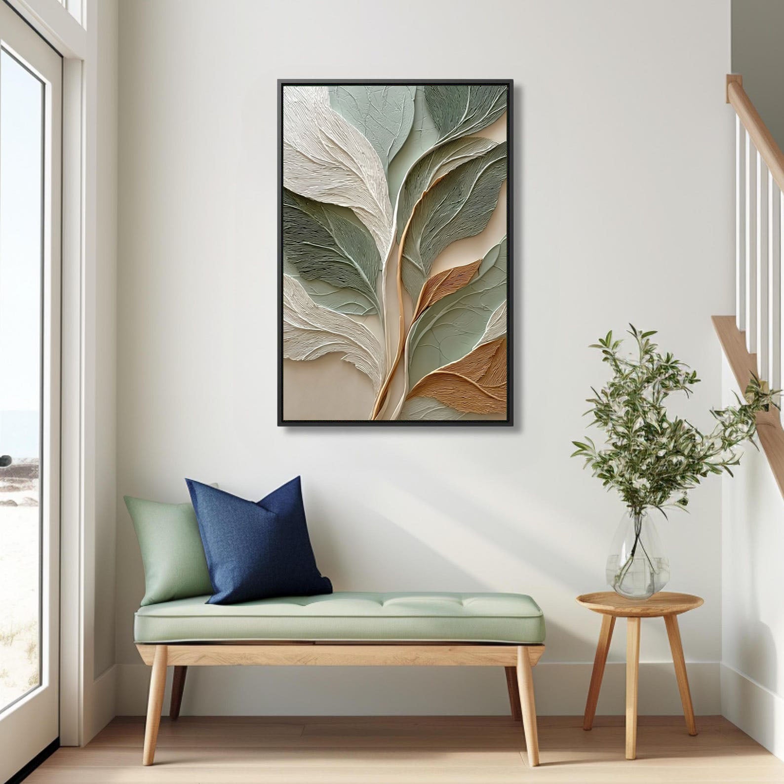 Textured Botanical Leaves | Sage Gold