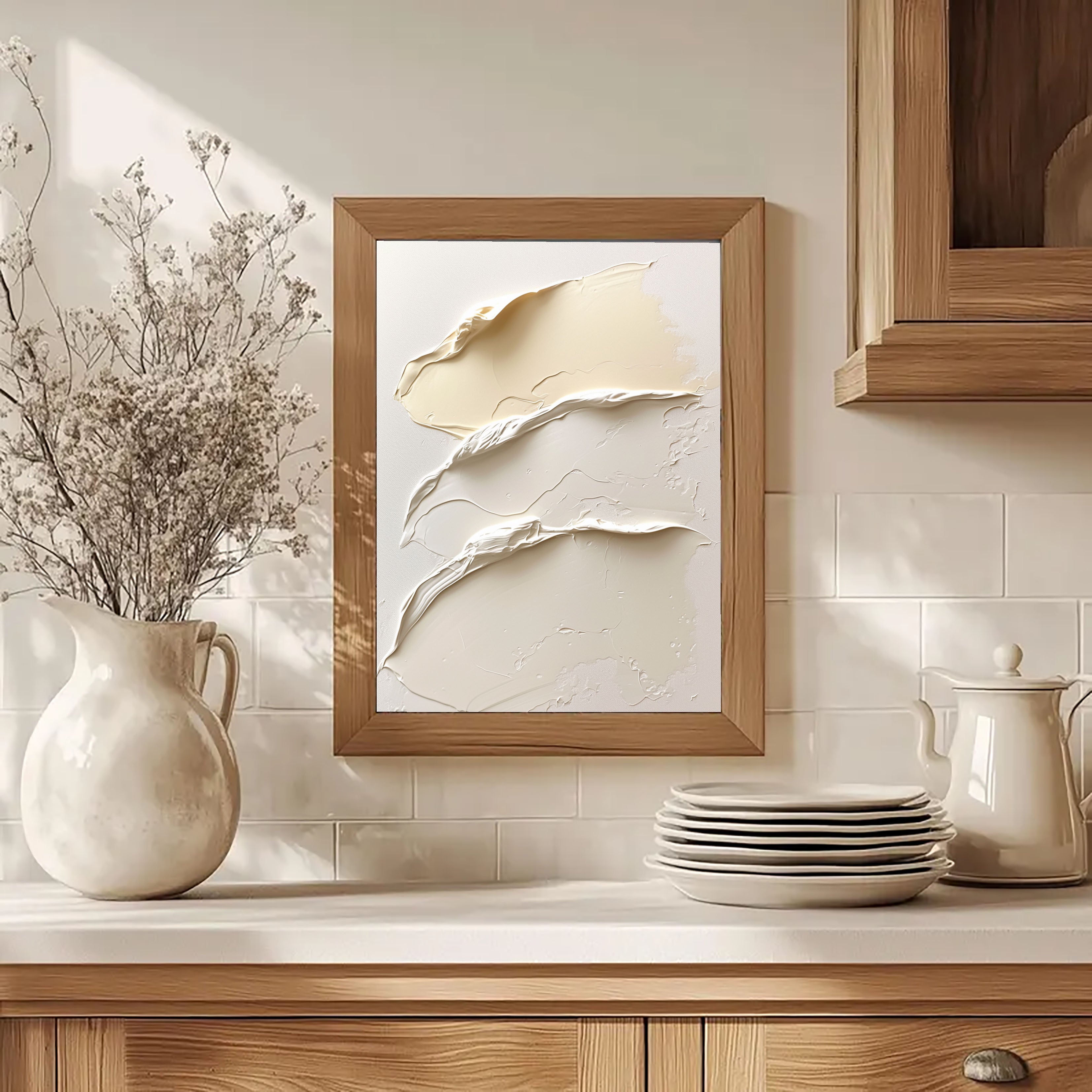 Textured Cream Dynamism | Beige Wave