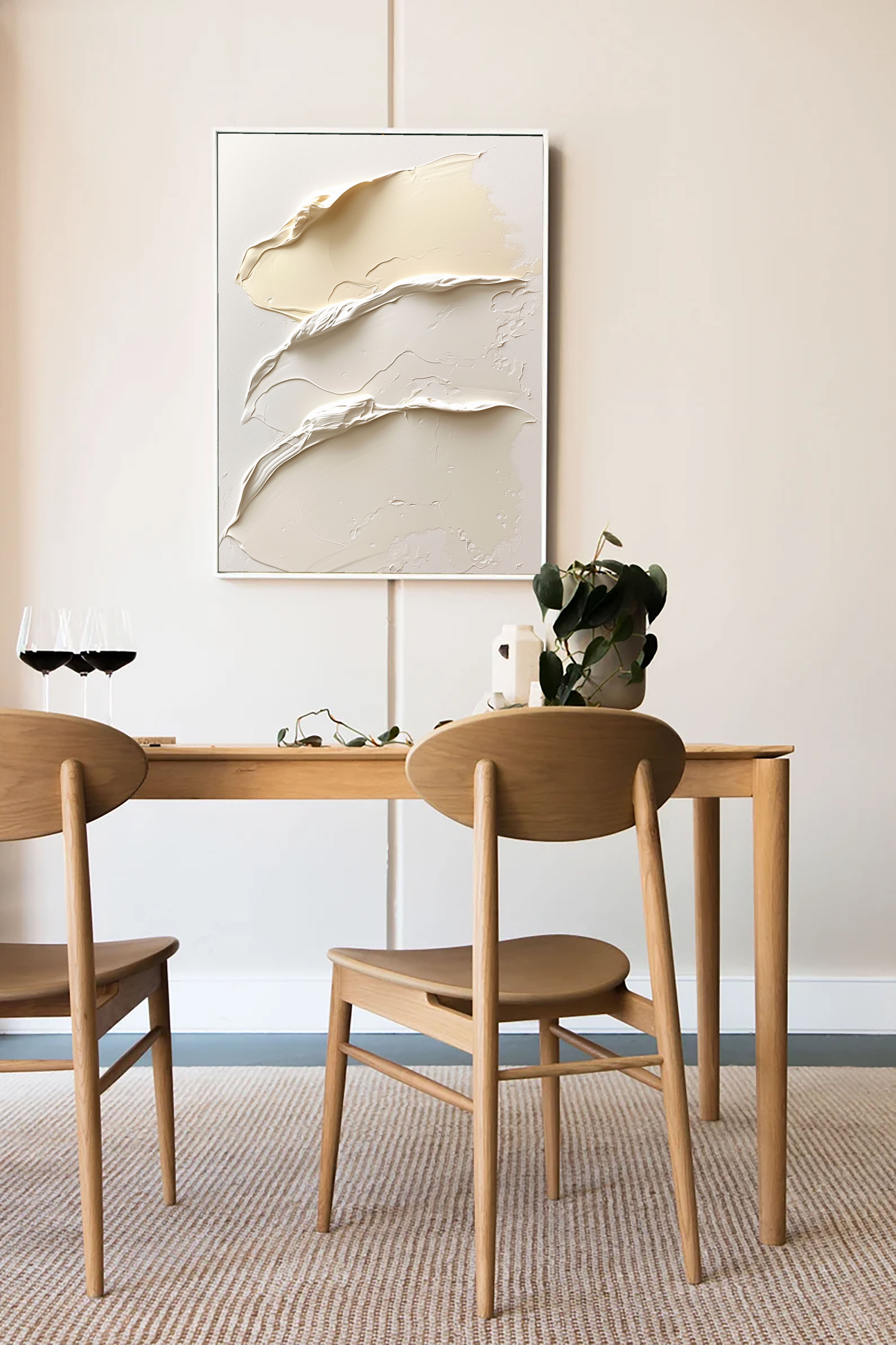 Textured Cream Dynamism | Beige Wave