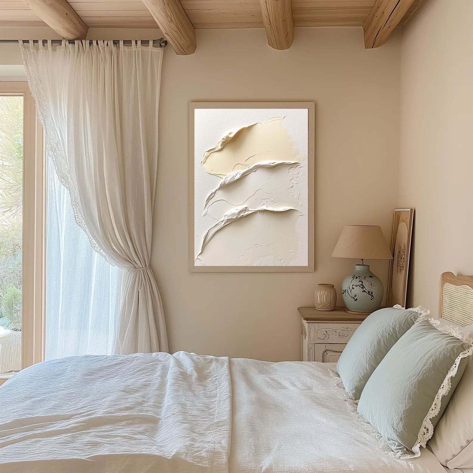 Textured Cream Dynamism | Beige Wave