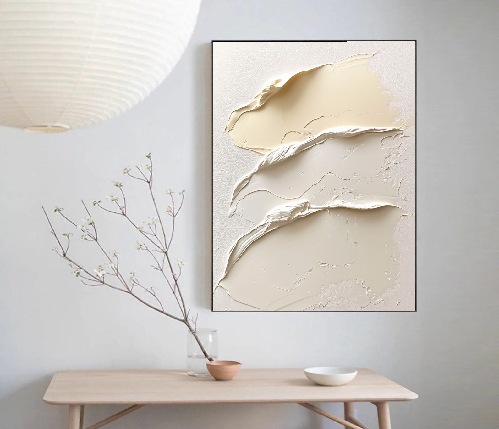 Textured Cream Dynamism | Beige Wave