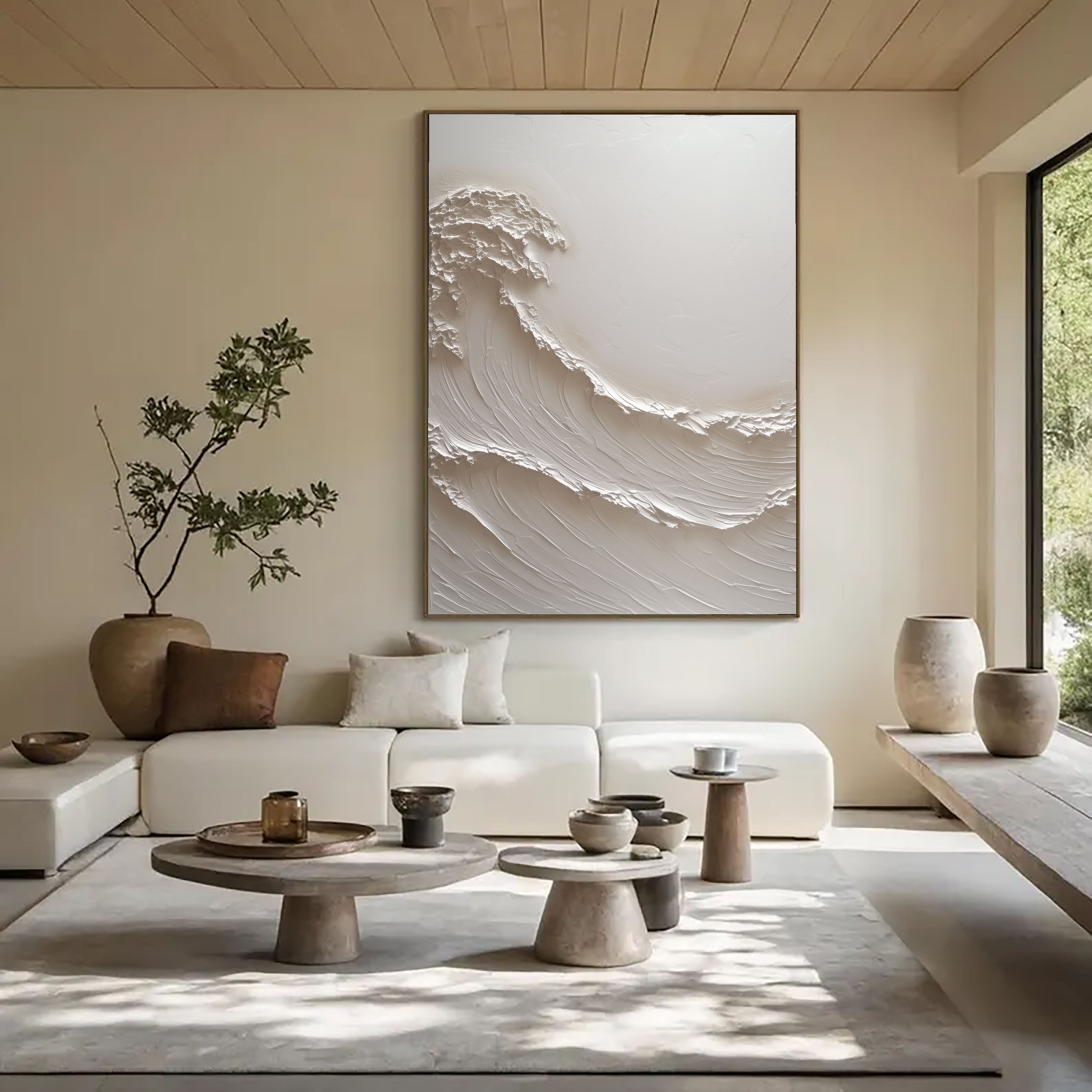 Textured Wave Opulence | White Crest