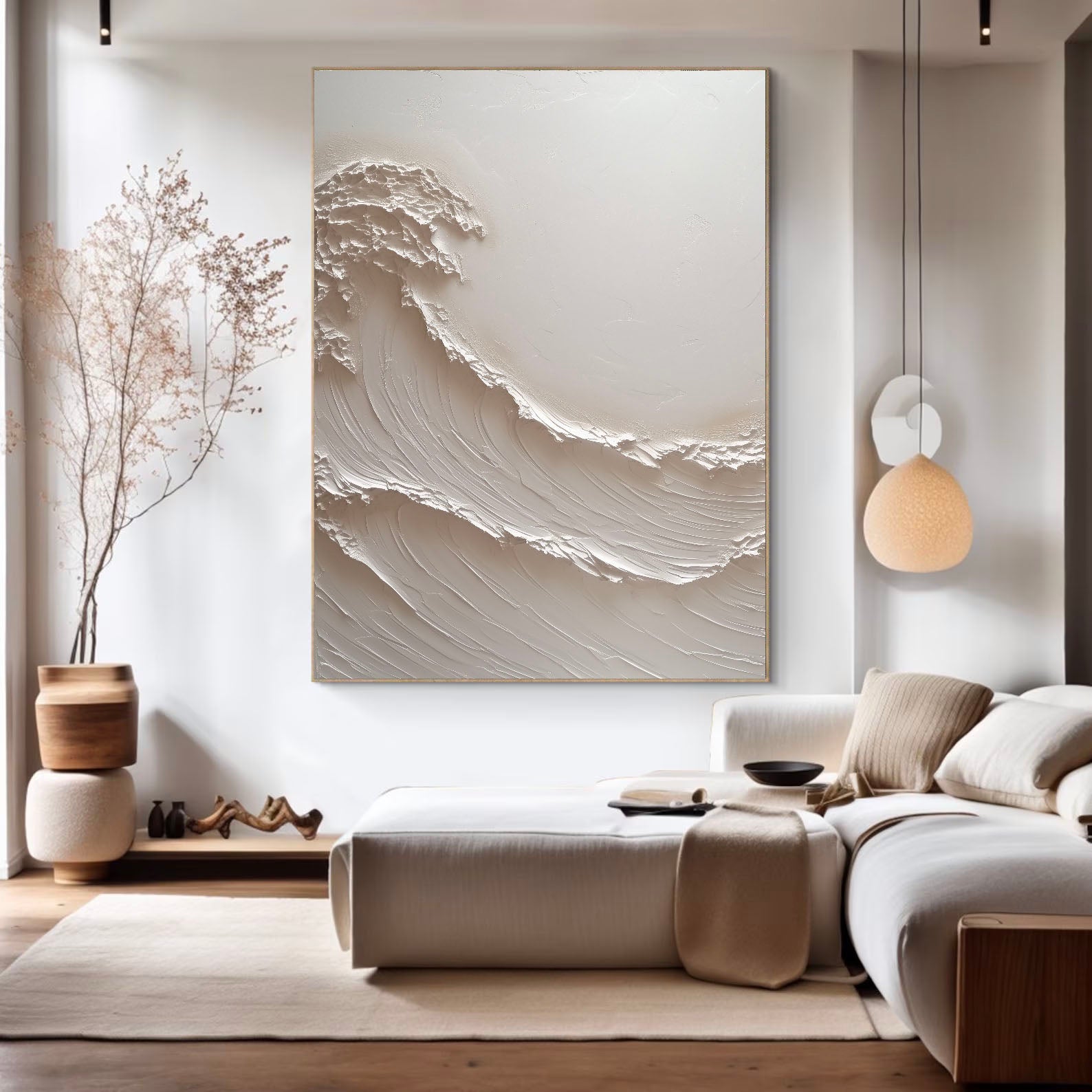 Textured Wave Opulence | White Crest