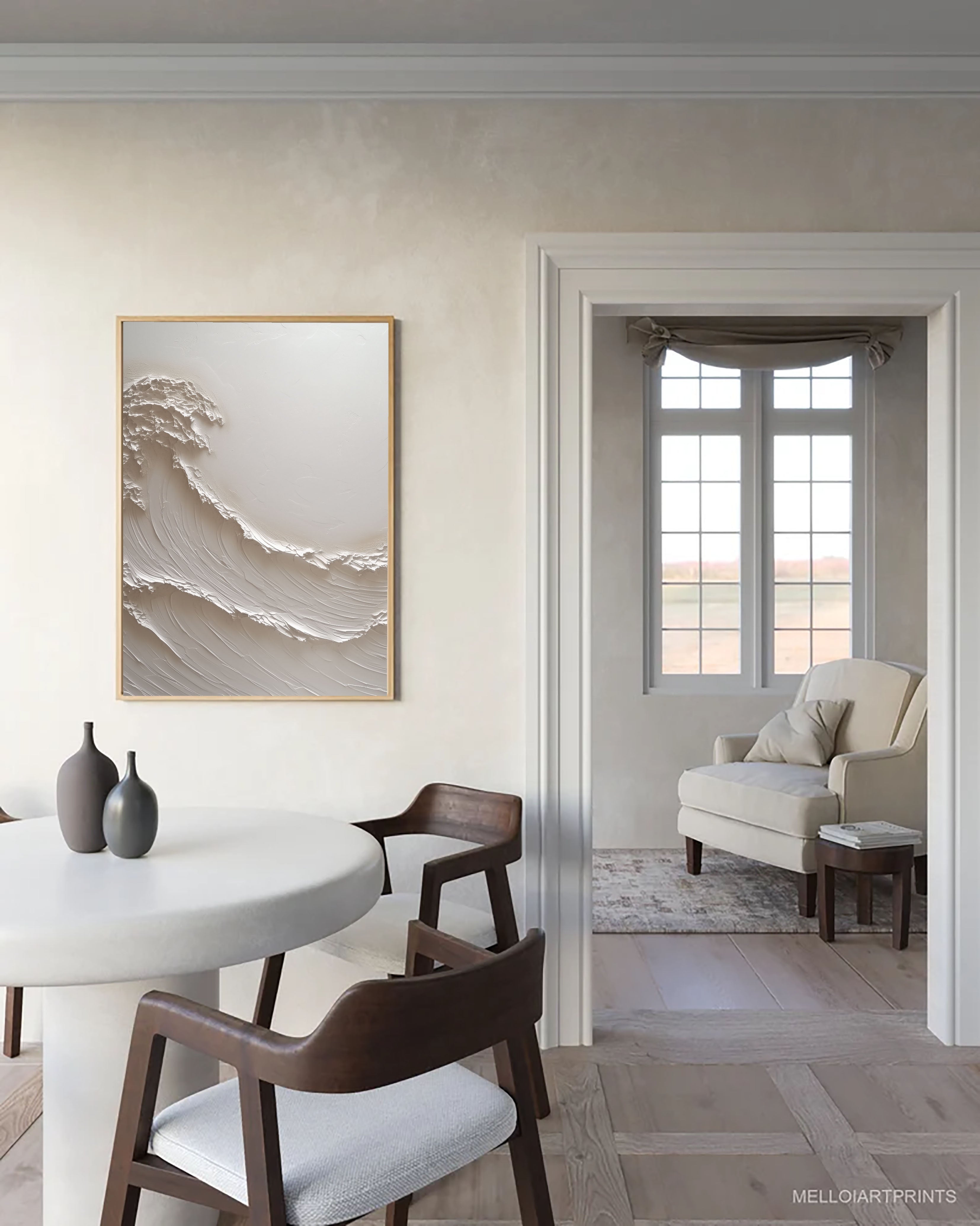 Textured Wave Opulence | White Crest