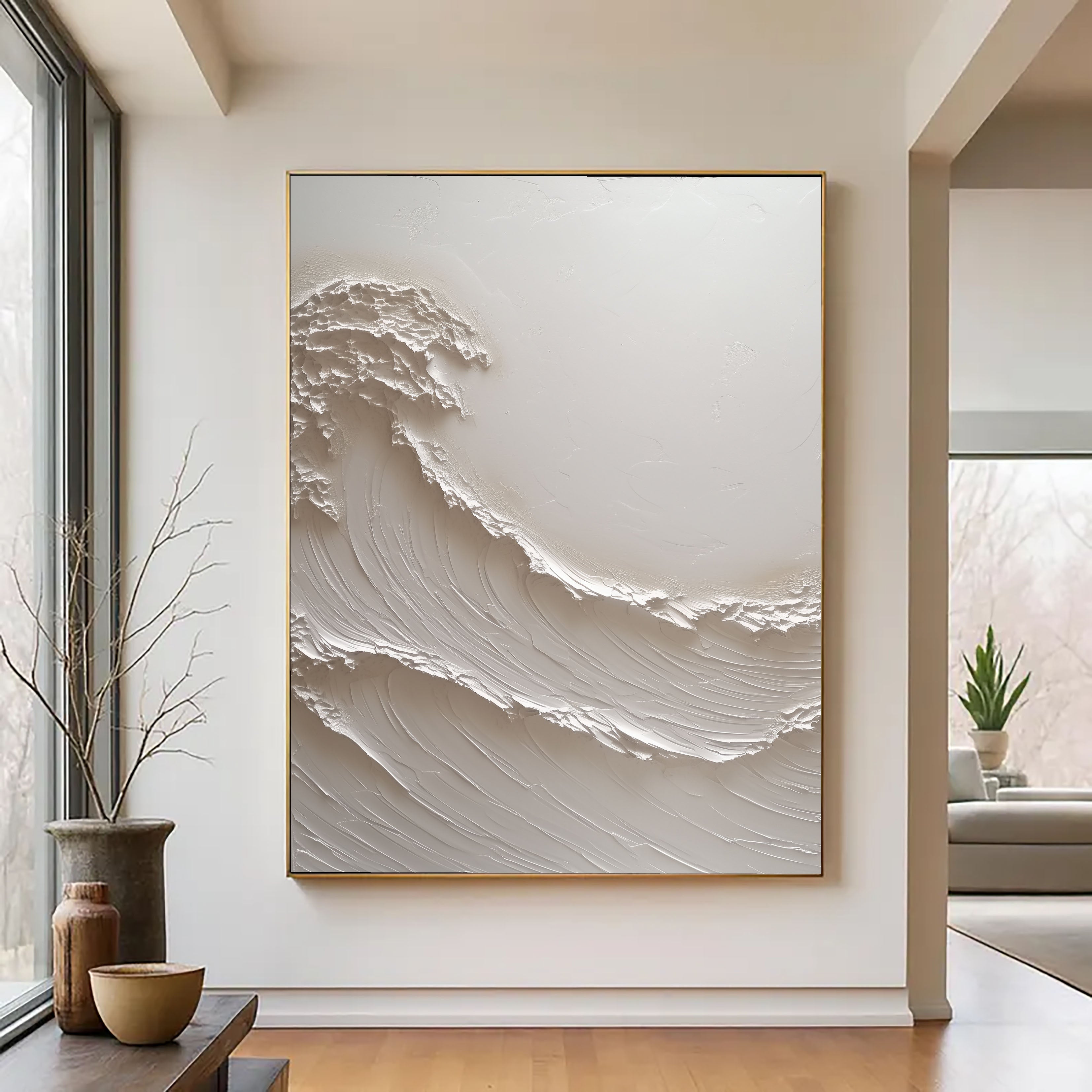 Textured Wave Opulence | White Crest