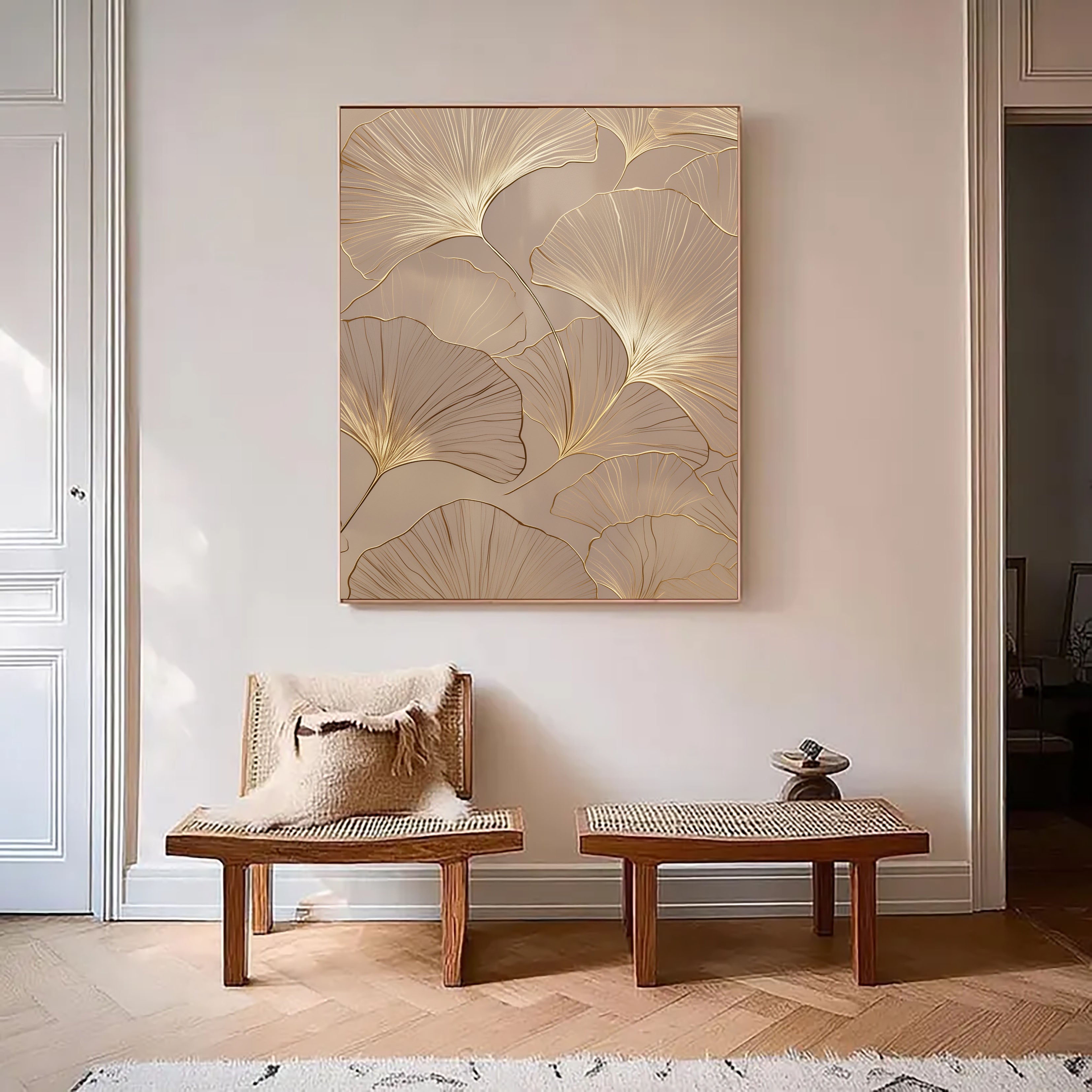 Textured Ginkgo Opulence | Golden Leaf