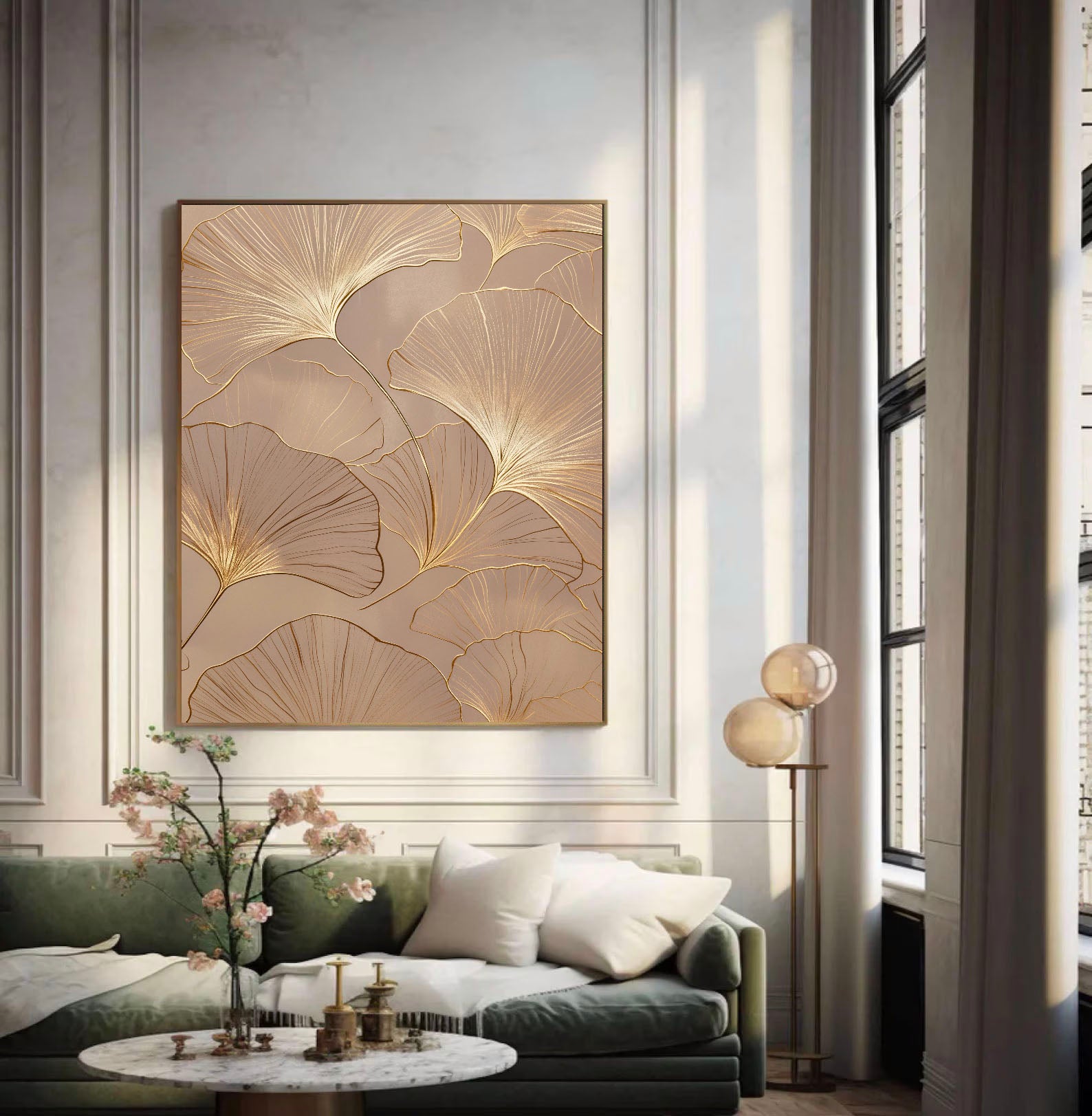 Textured Ginkgo Opulence | Golden Leaf