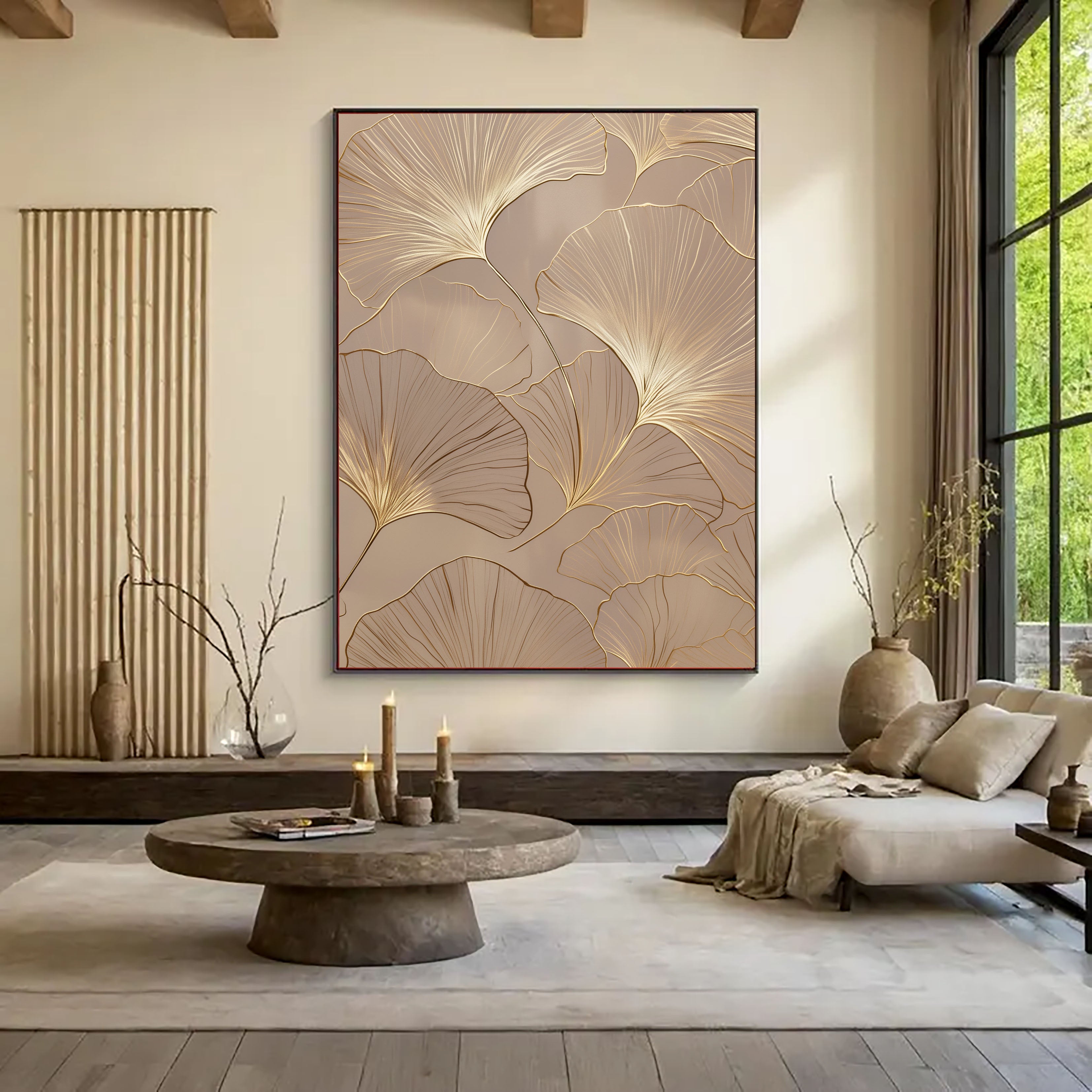 Textured Ginkgo Opulence | Golden Leaf