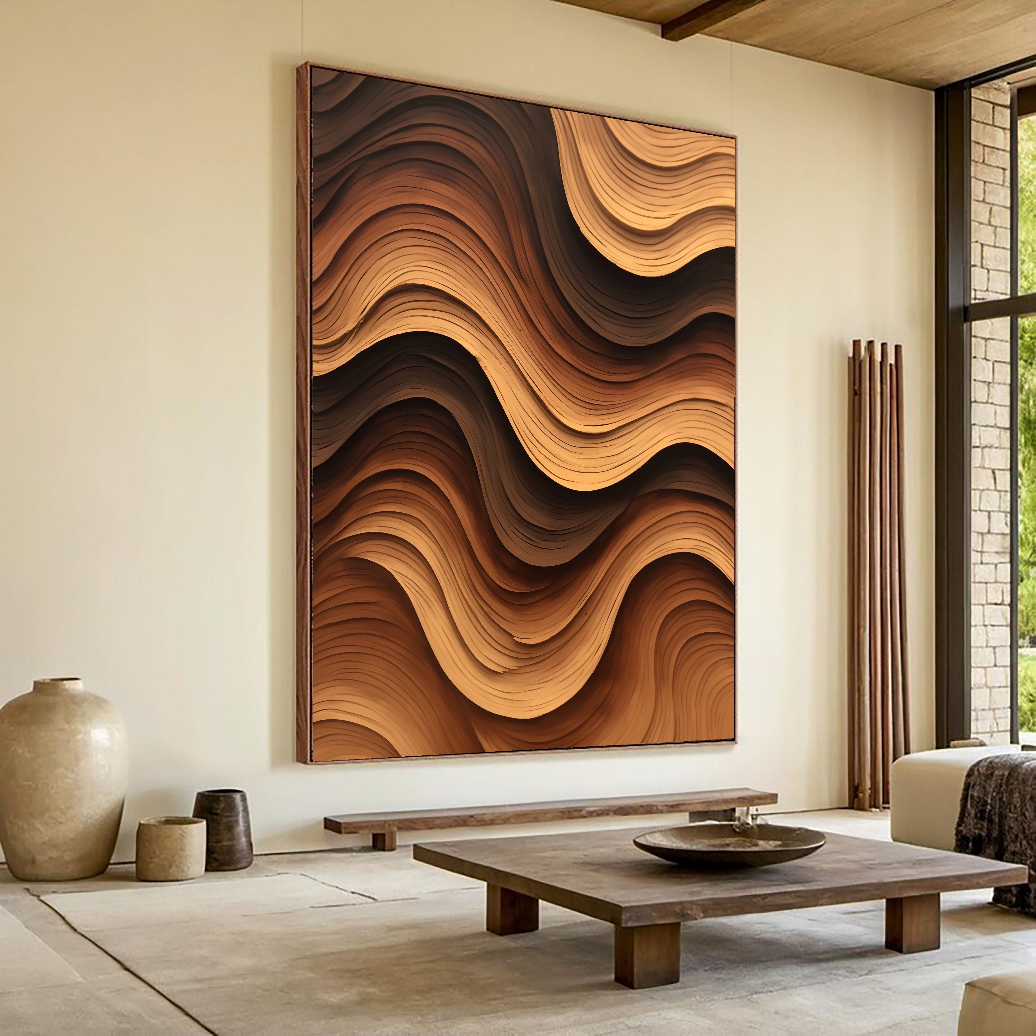 Textured Wave Opulence | Brown Rhythm