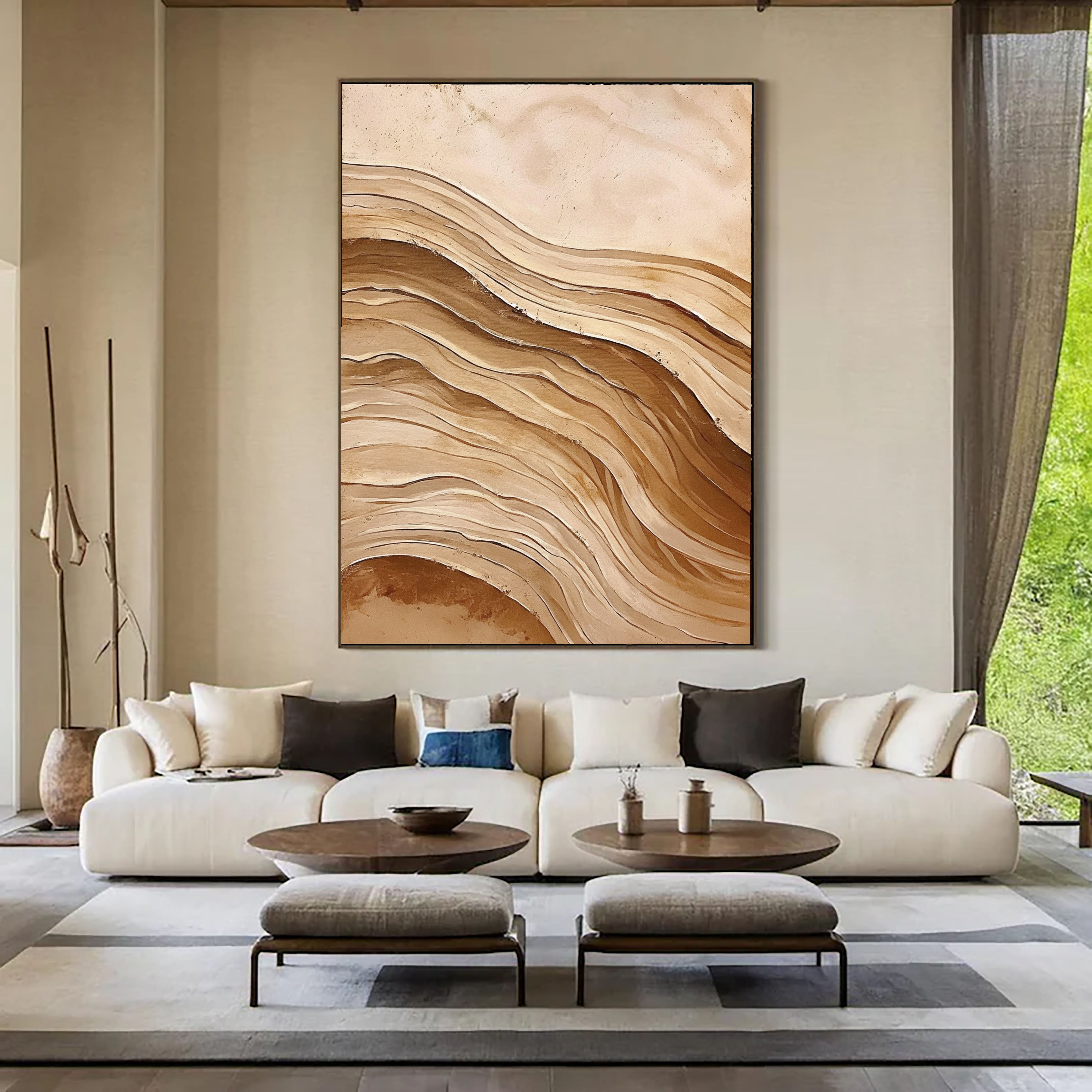 Textured Dune Opulence | Beige Wave