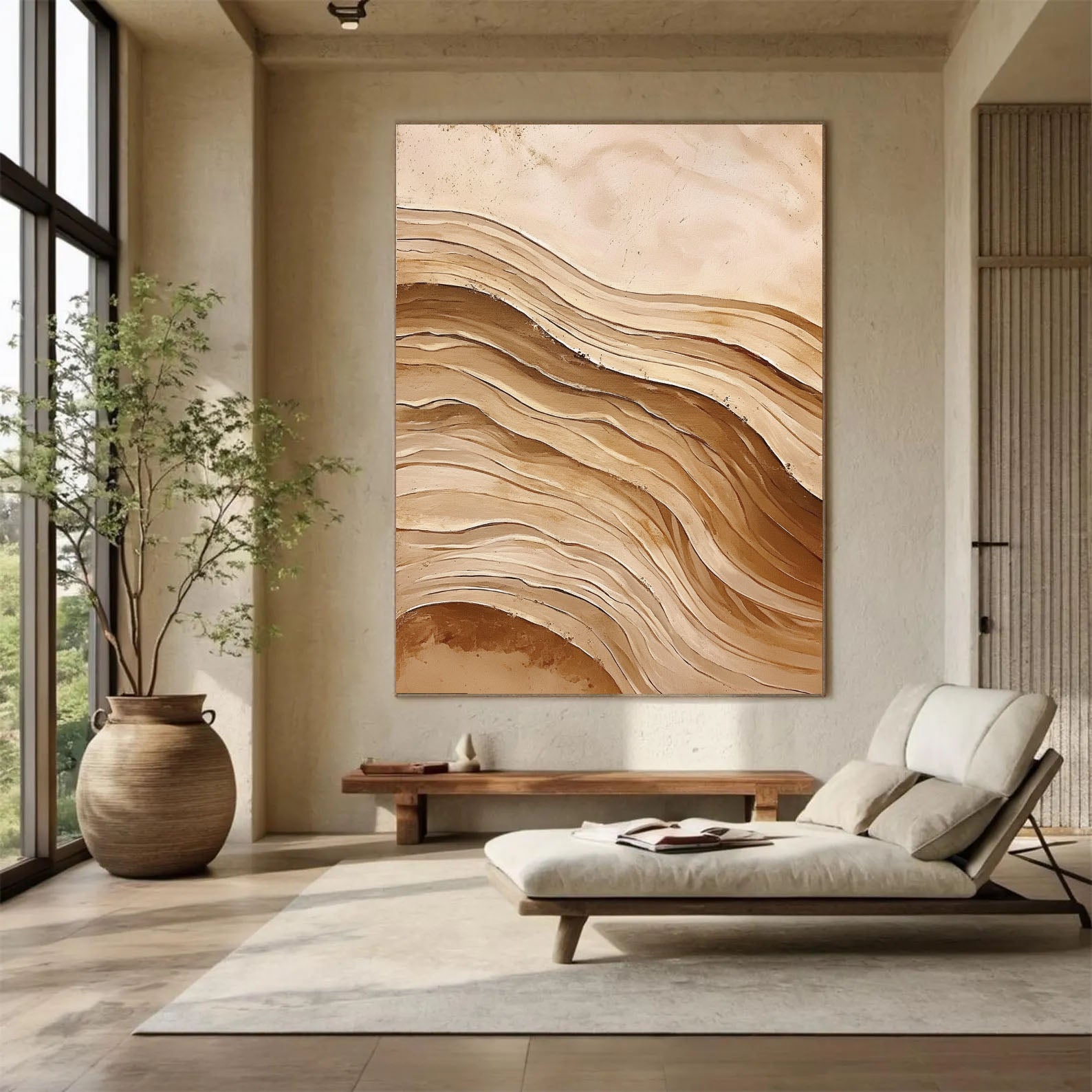 Textured Dune Opulence | Beige Wave