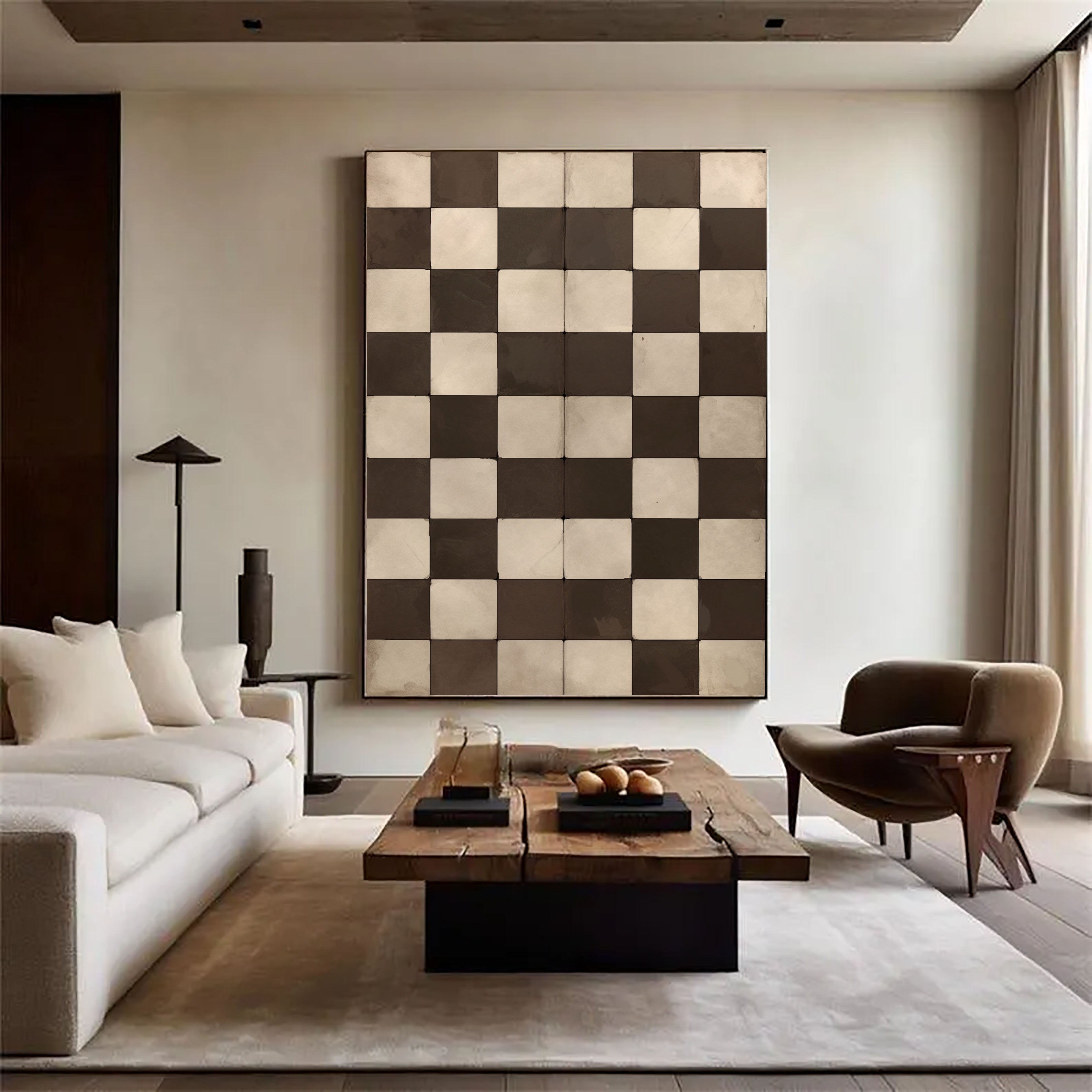 Textured Checker Opulence | Brown Square