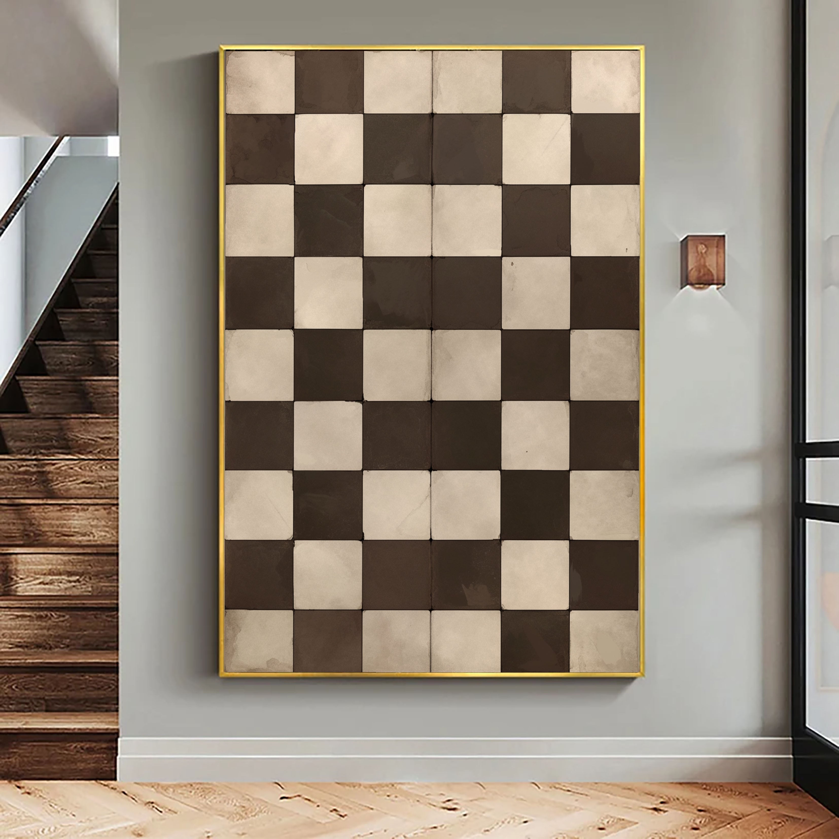Textured Checker Opulence | Brown Square