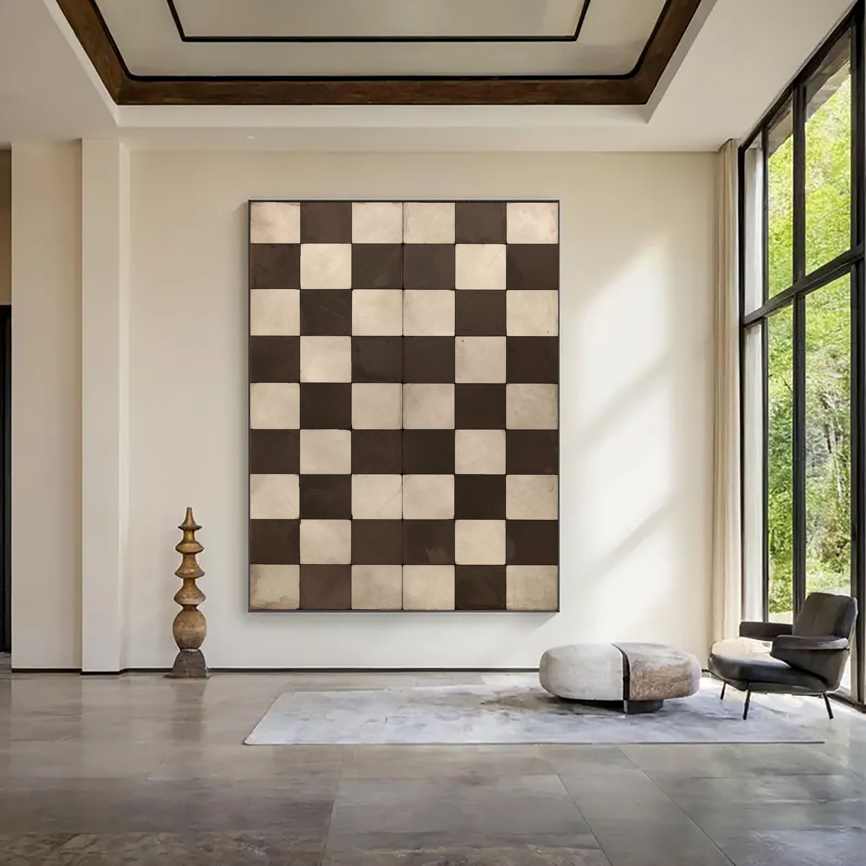 Textured Checker Opulence | Brown Square