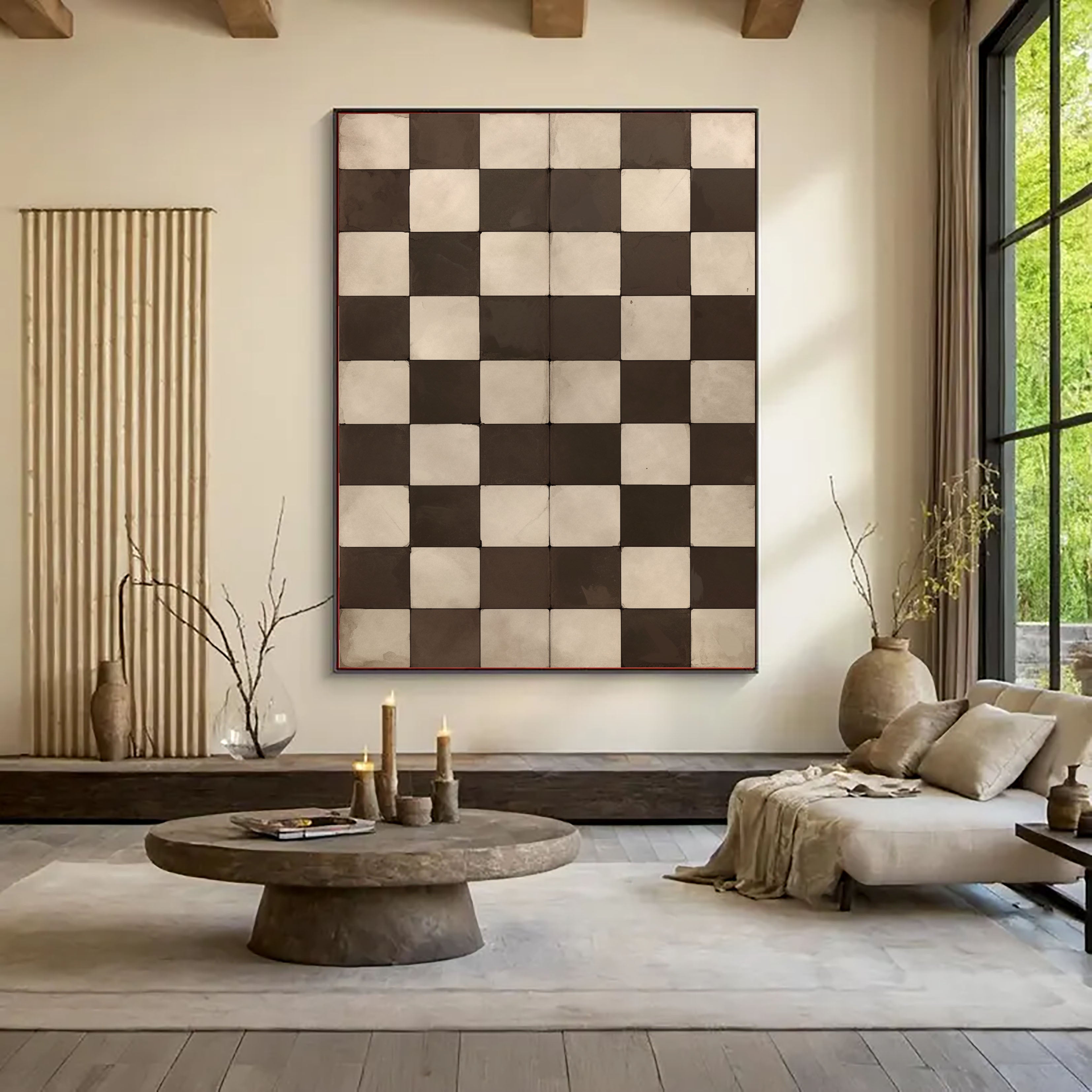 Textured Checker Opulence | Brown Square