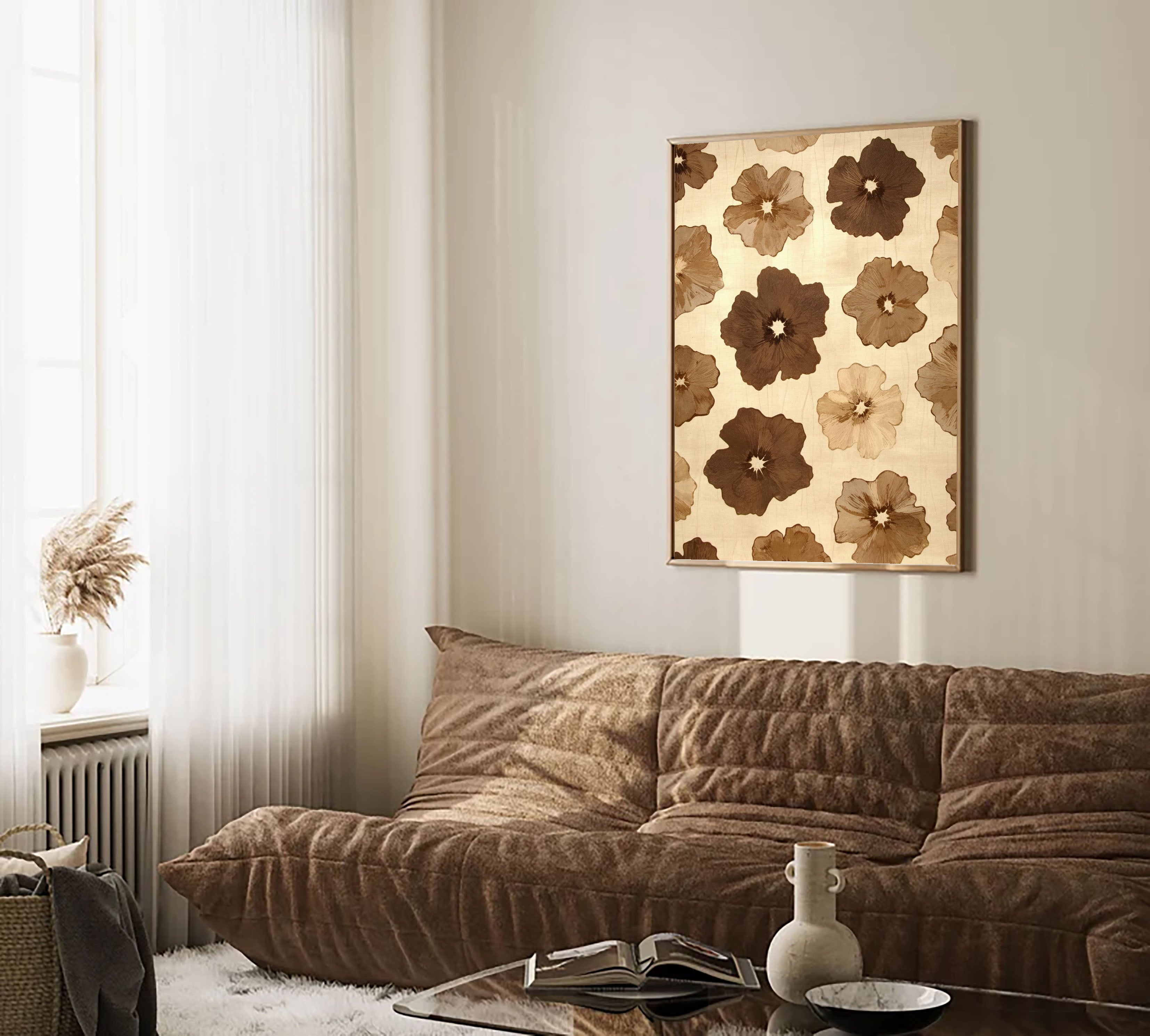Textured Floral Opulence | Brown Bloom