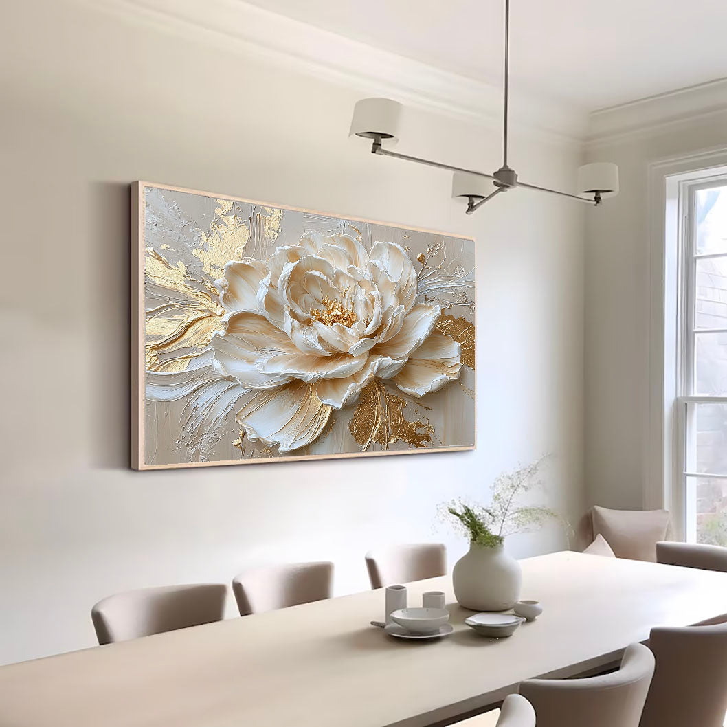 Textured Peony Opulence | Cream Gold