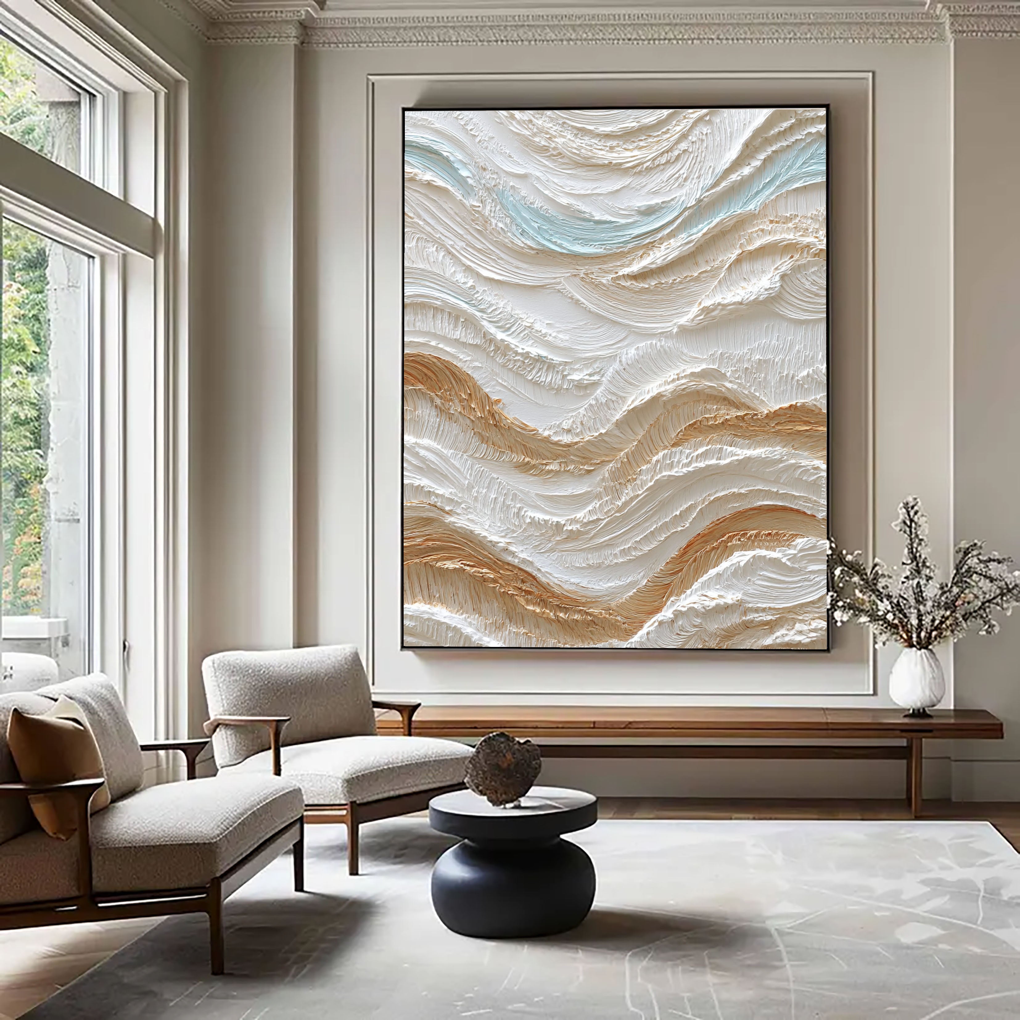 Textured Wavy Serenity | White Beige