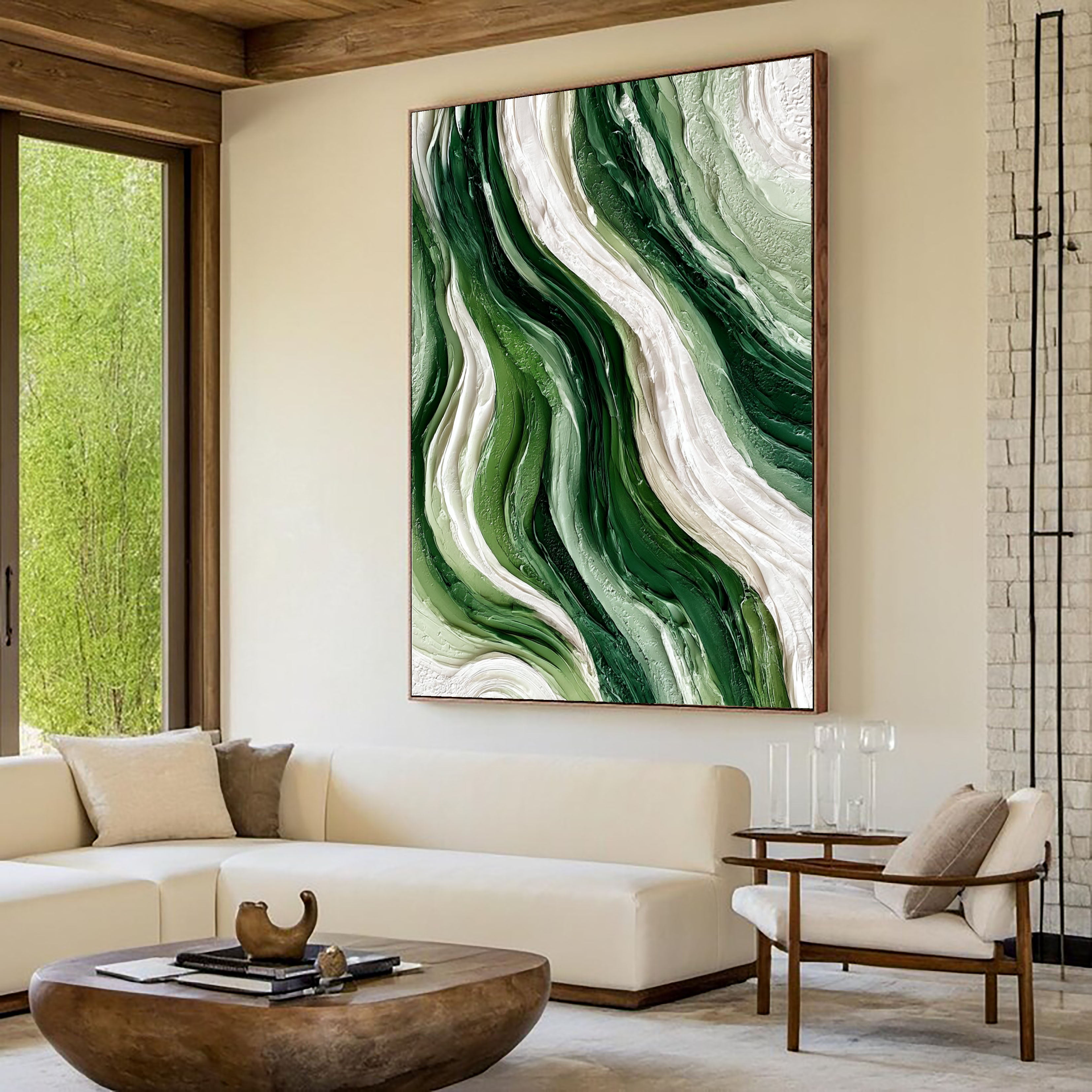 Textured Flowing Vitality | Green White