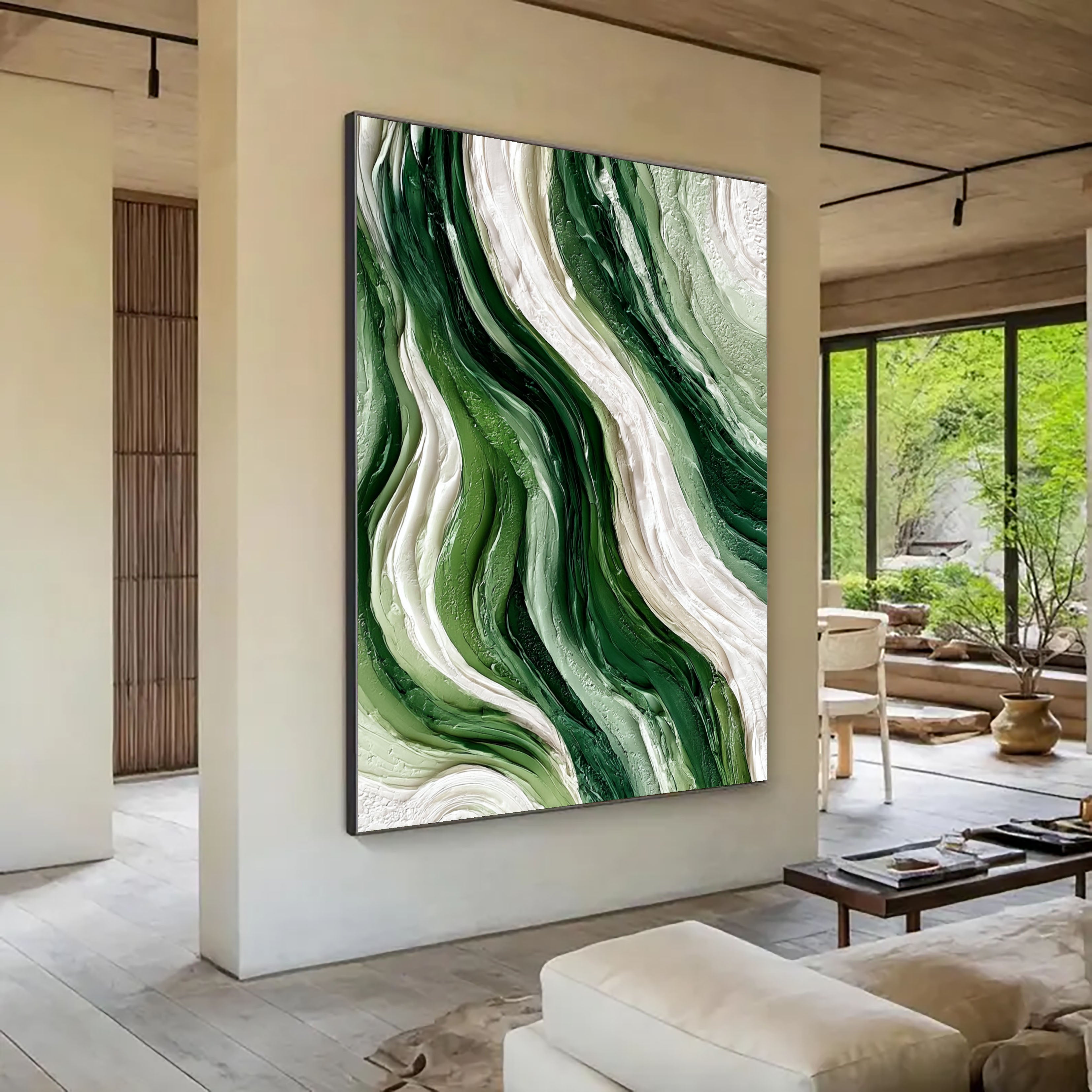 Textured Flowing Vitality | Green White