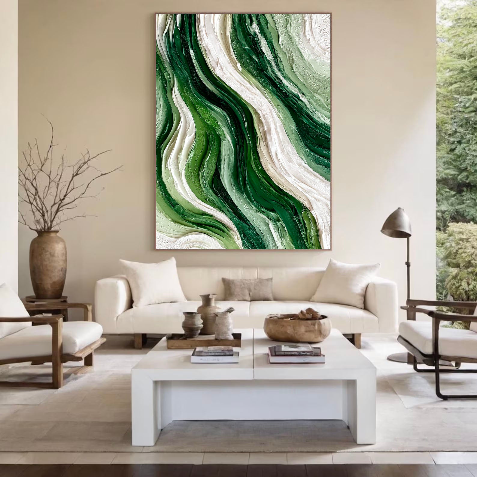 Textured Flowing Vitality | Green White