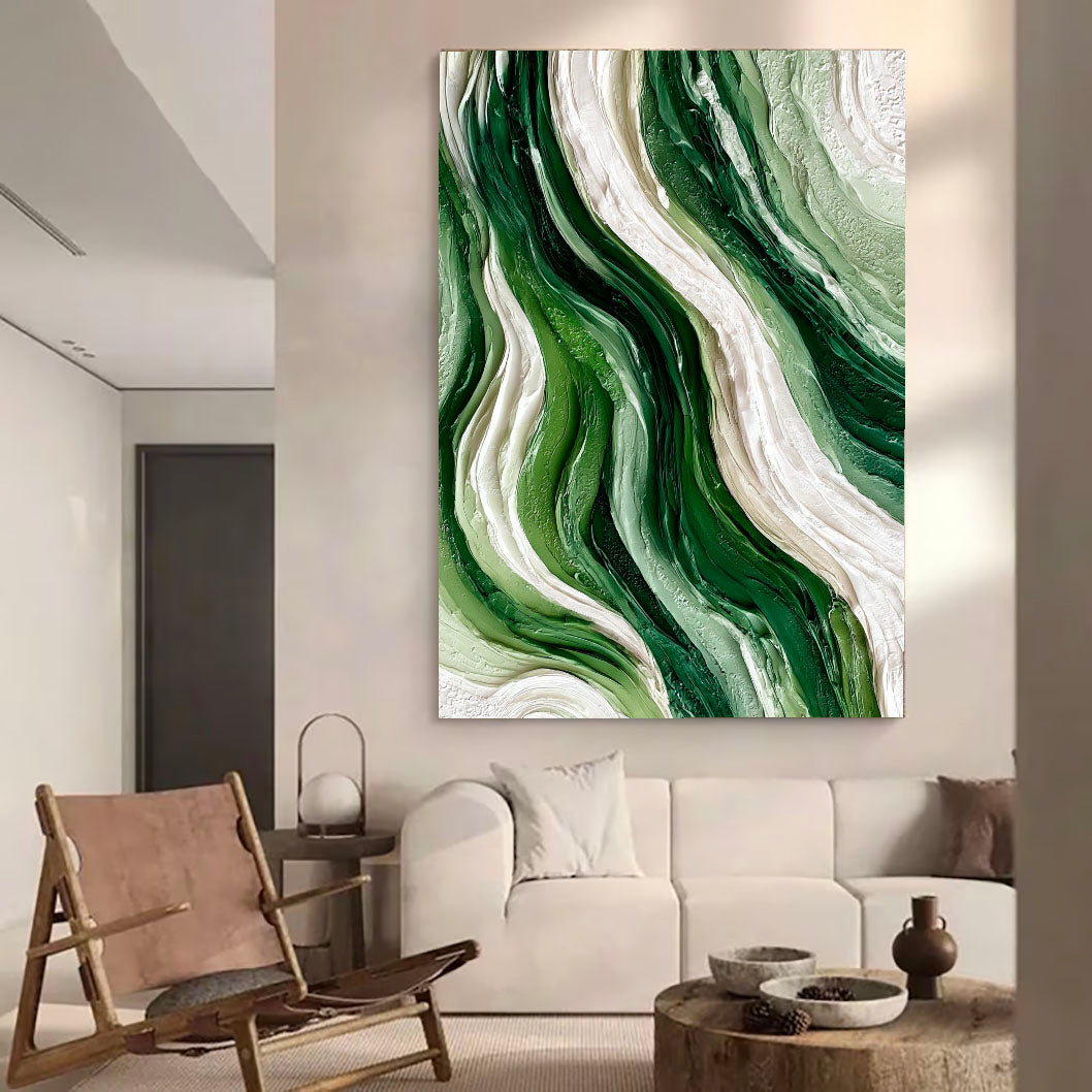Textured Flowing Vitality | Green White