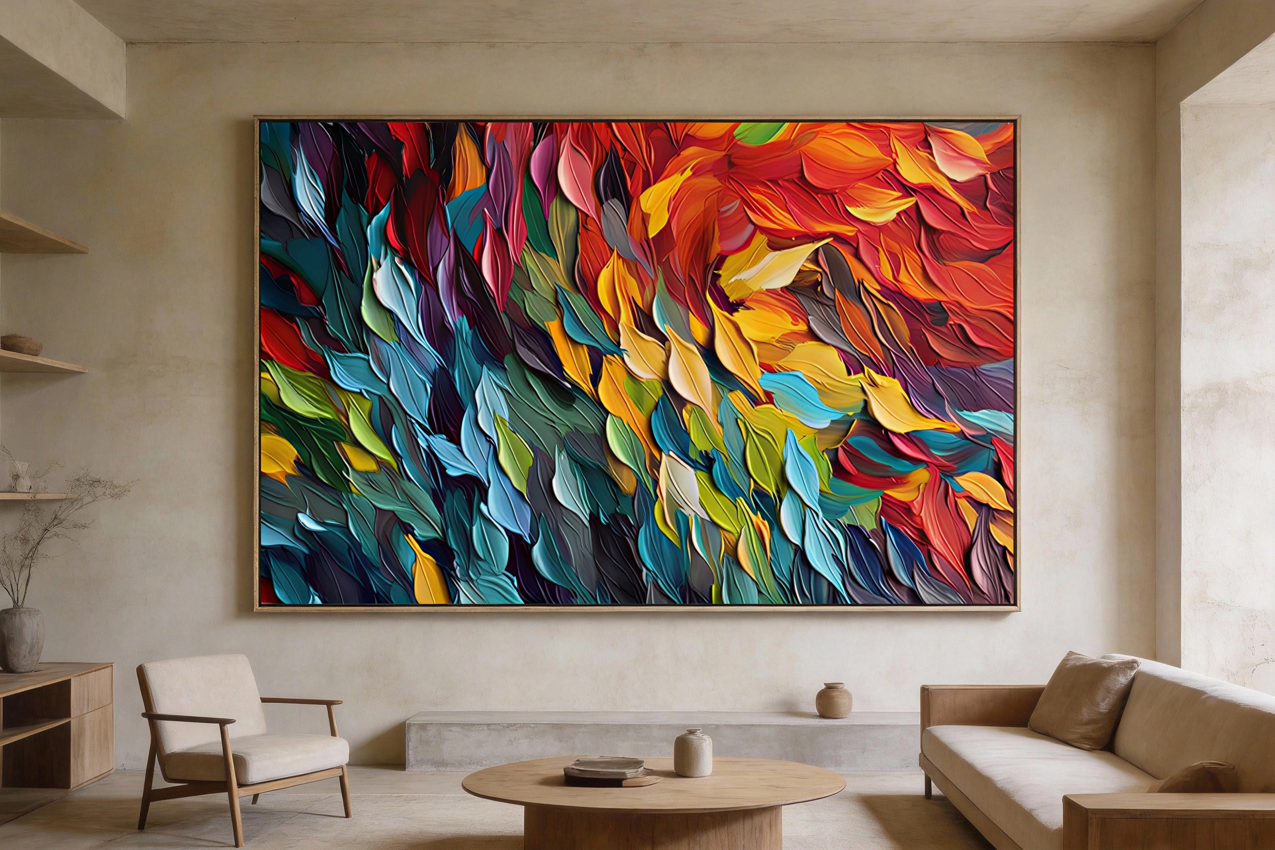 Strukturierte Federnpracht | Leuchtende Farbtöne