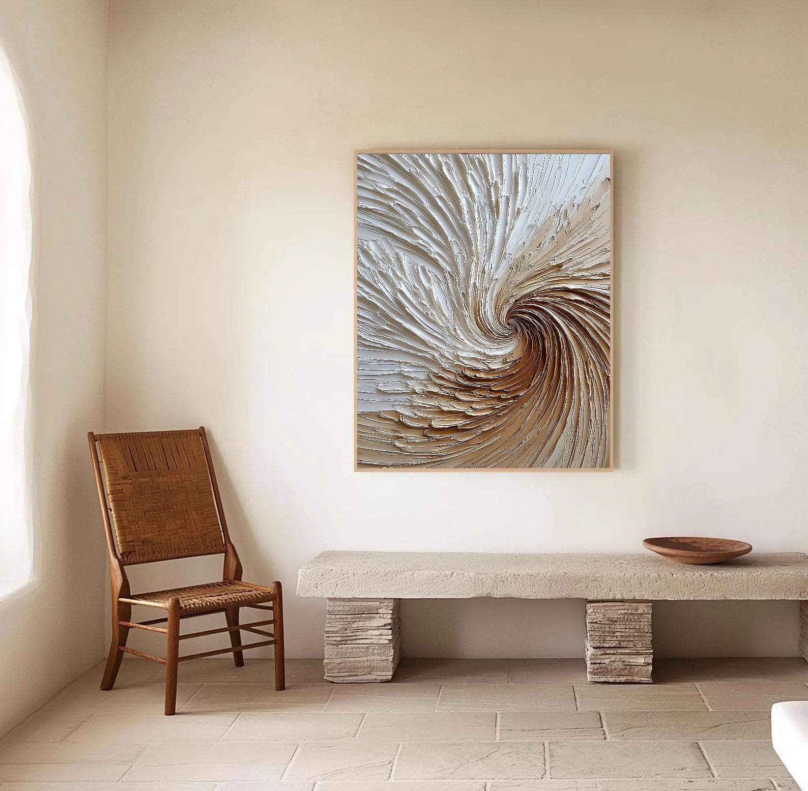 Textured Spiral Opulence | Beige Swirl