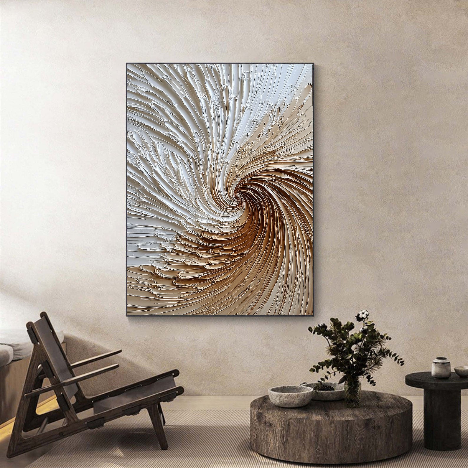 Textured Spiral Opulence | Beige Swirl