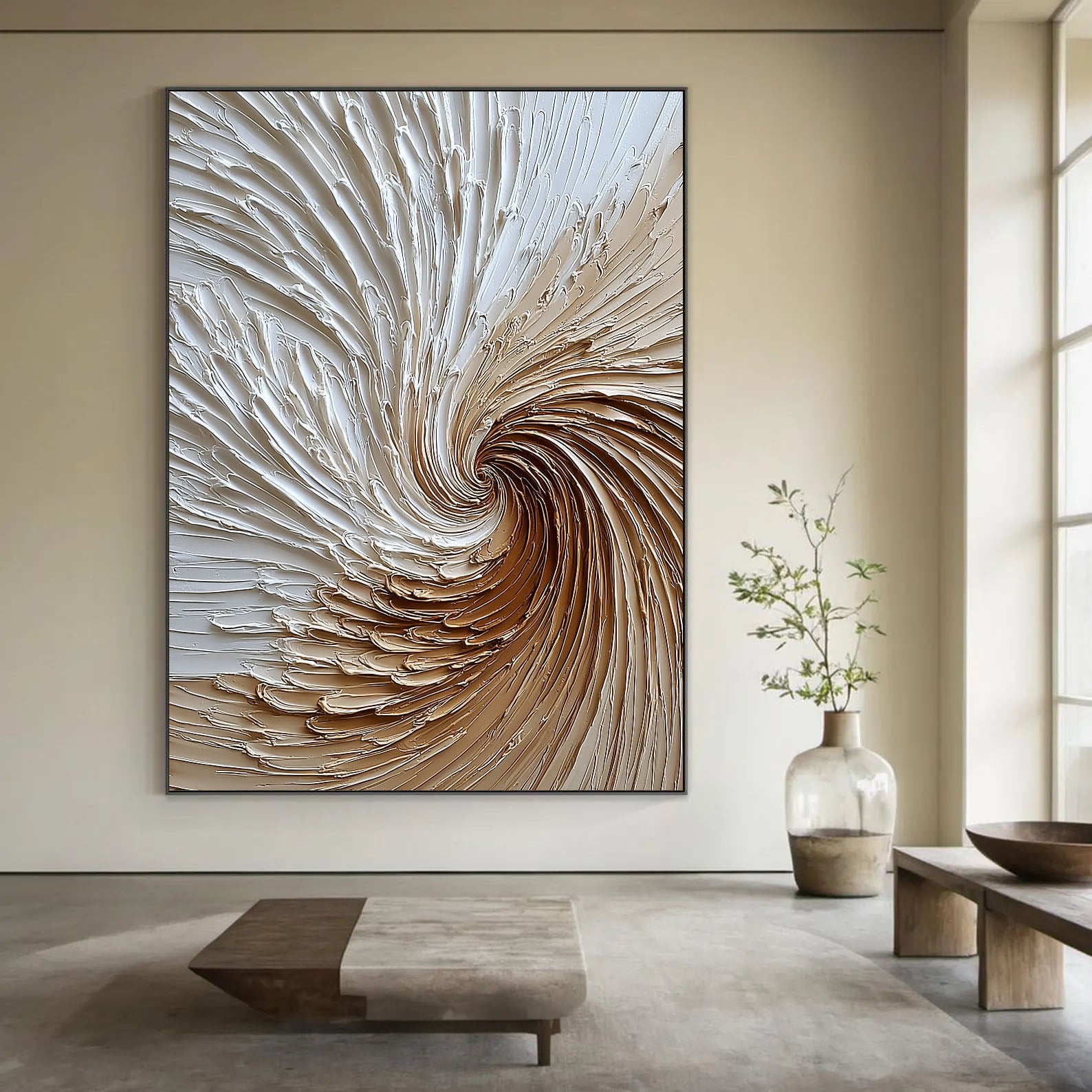 Textured Spiral Opulence | Beige Swirl
