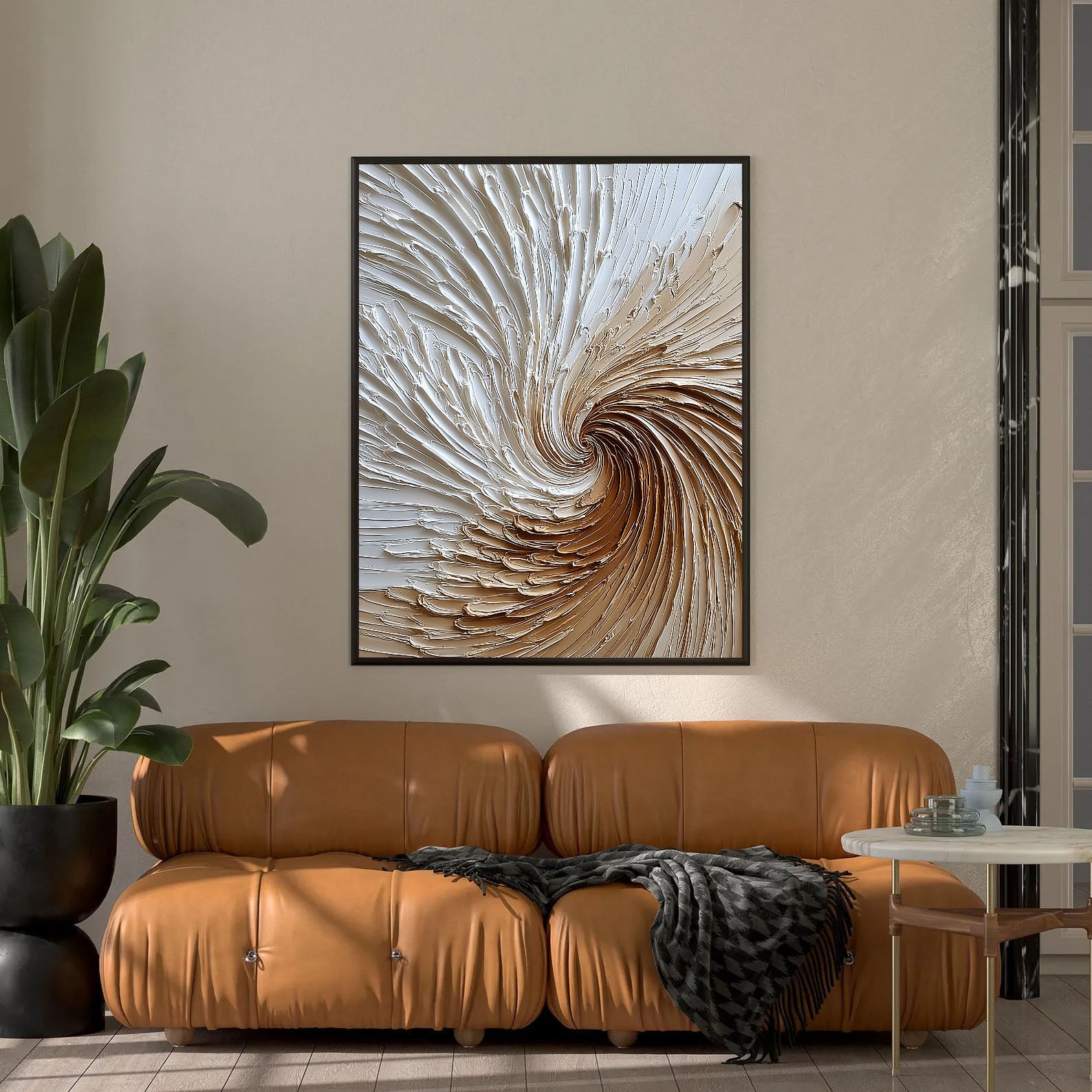 Textured Spiral Opulence | Beige Swirl