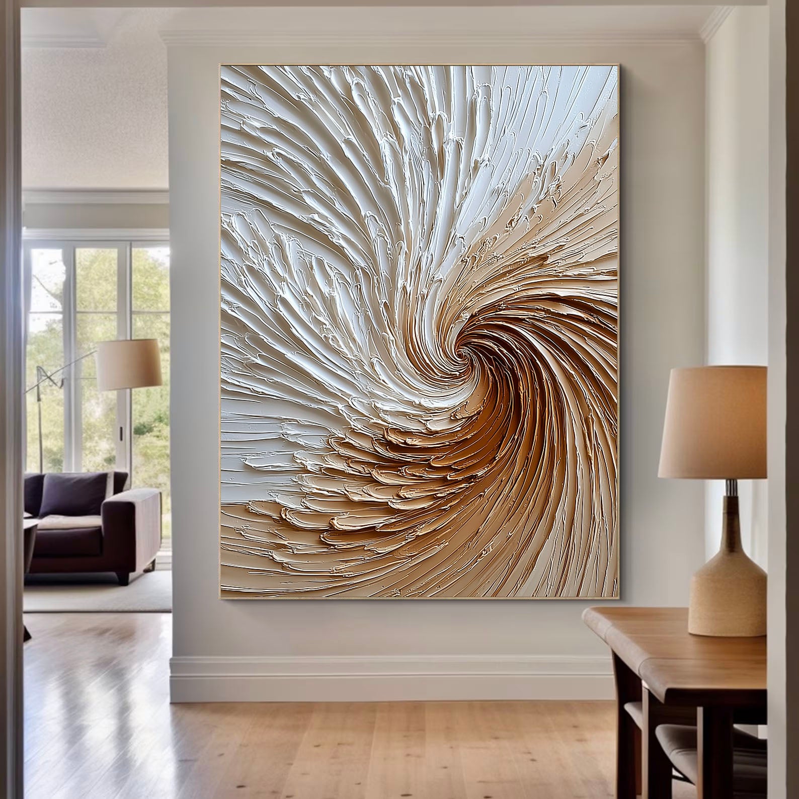 Textured Spiral Opulence | Beige Swirl