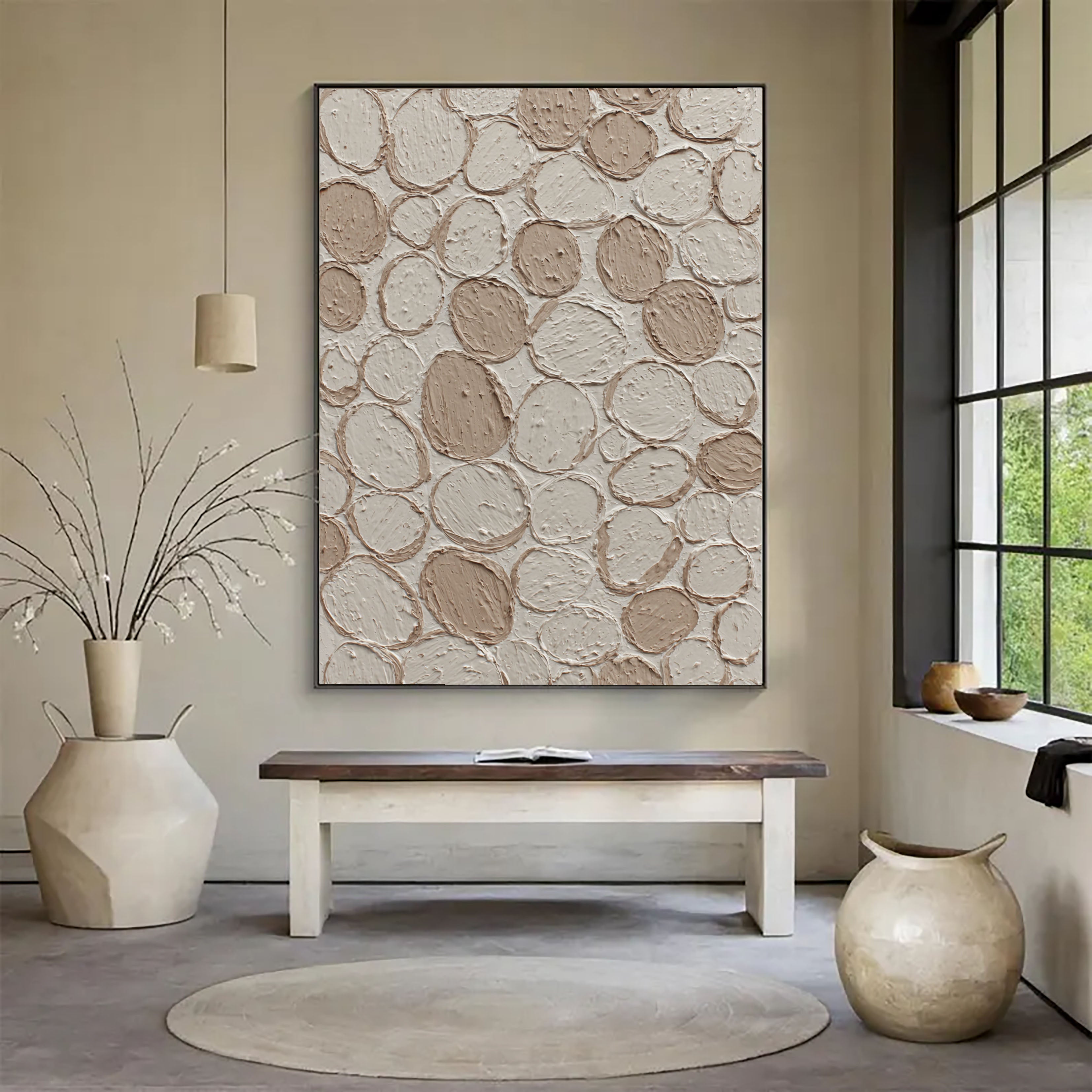 Texturierte kreisförmige Opulenz | Beige Kreise
