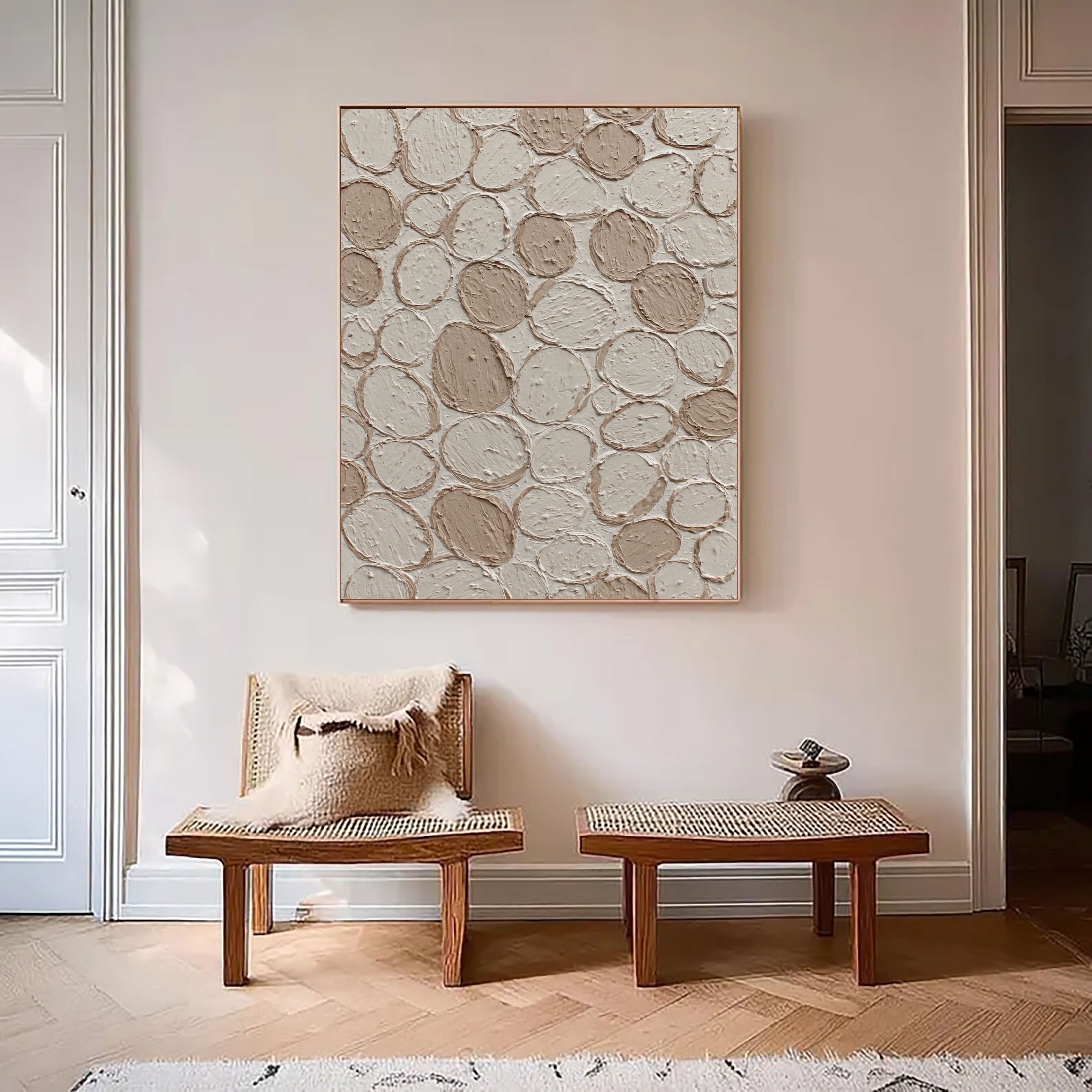Texturierte kreisförmige Opulenz | Beige Kreise