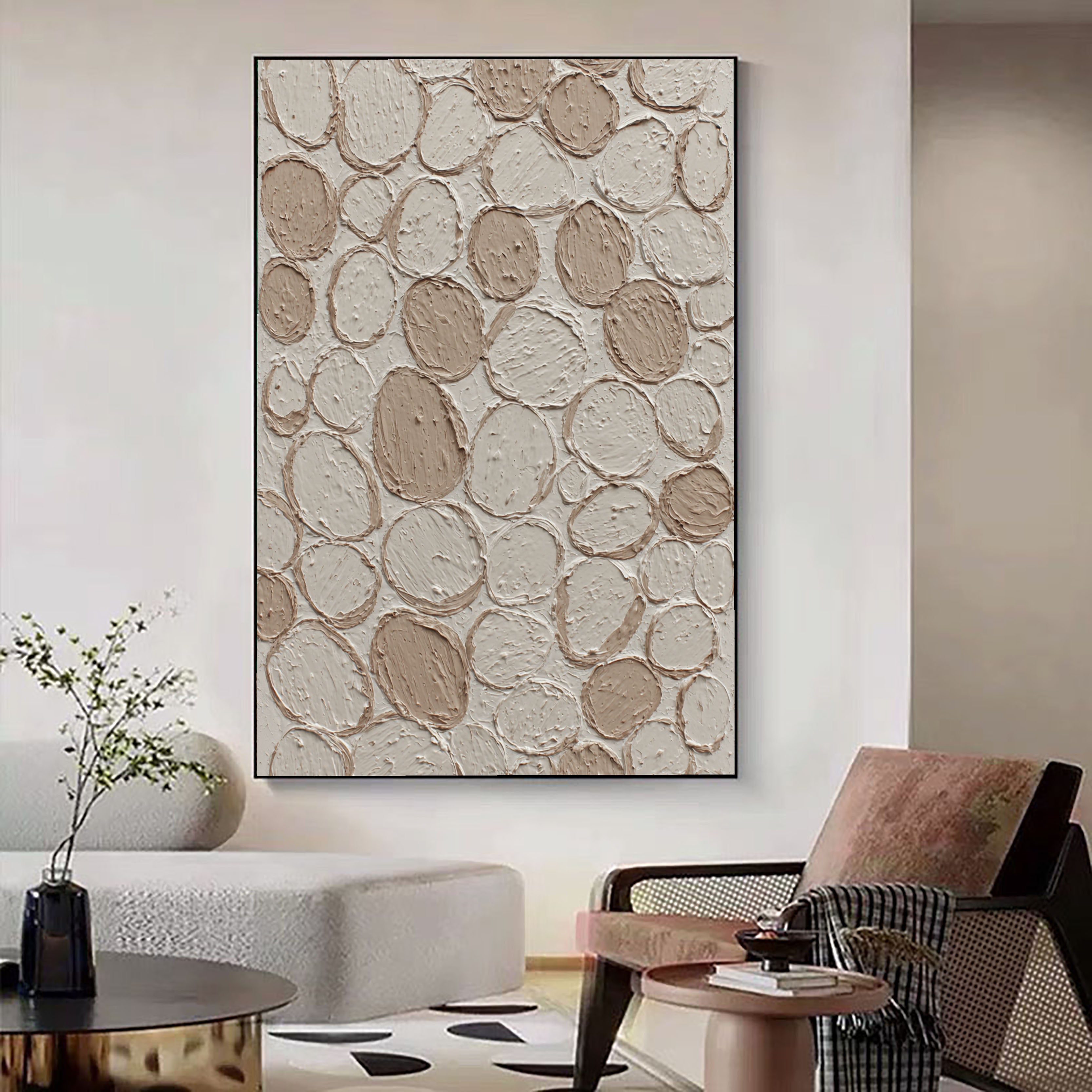 Texturierte kreisförmige Opulenz | Beige Kreise