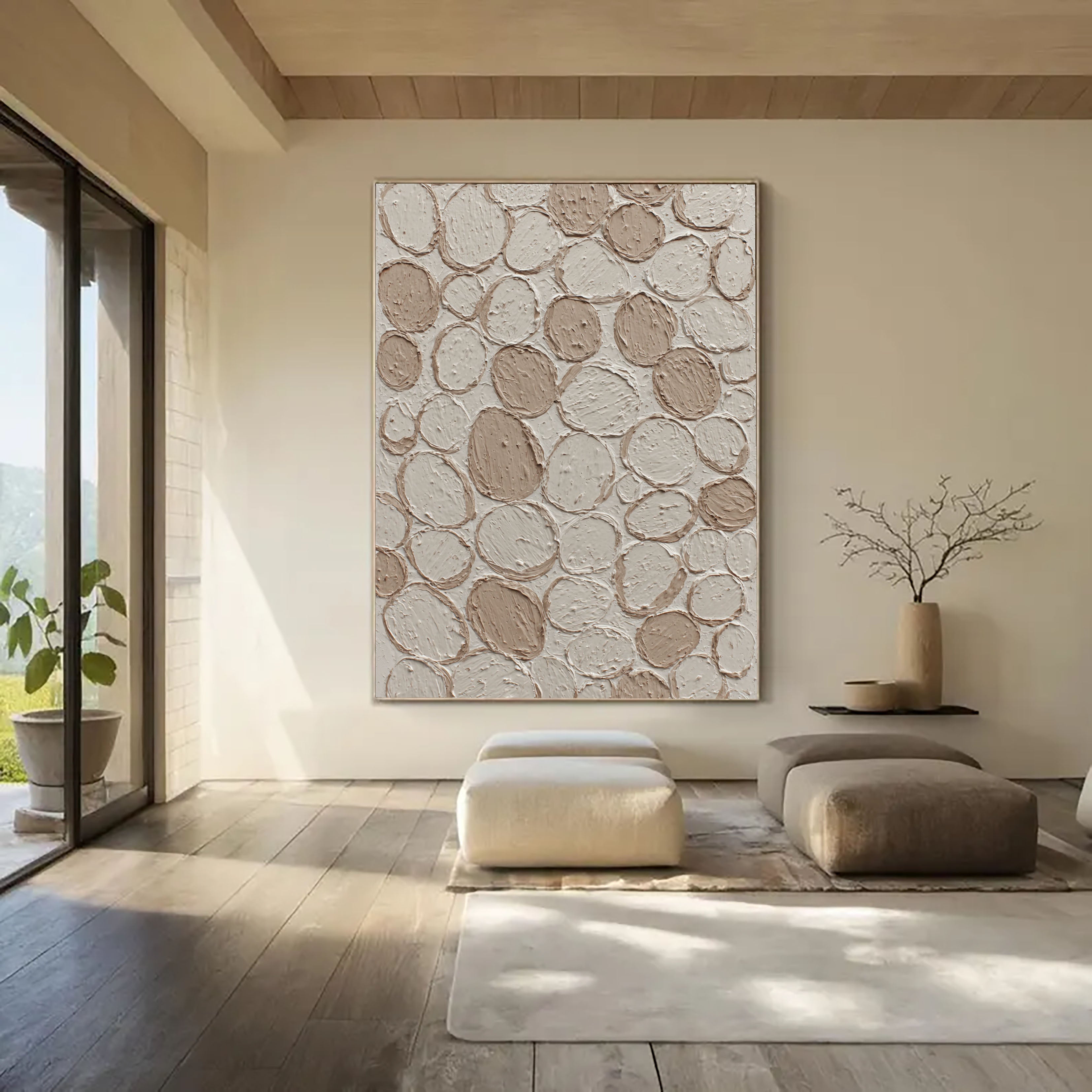 Texturierte kreisförmige Opulenz | Beige Kreise