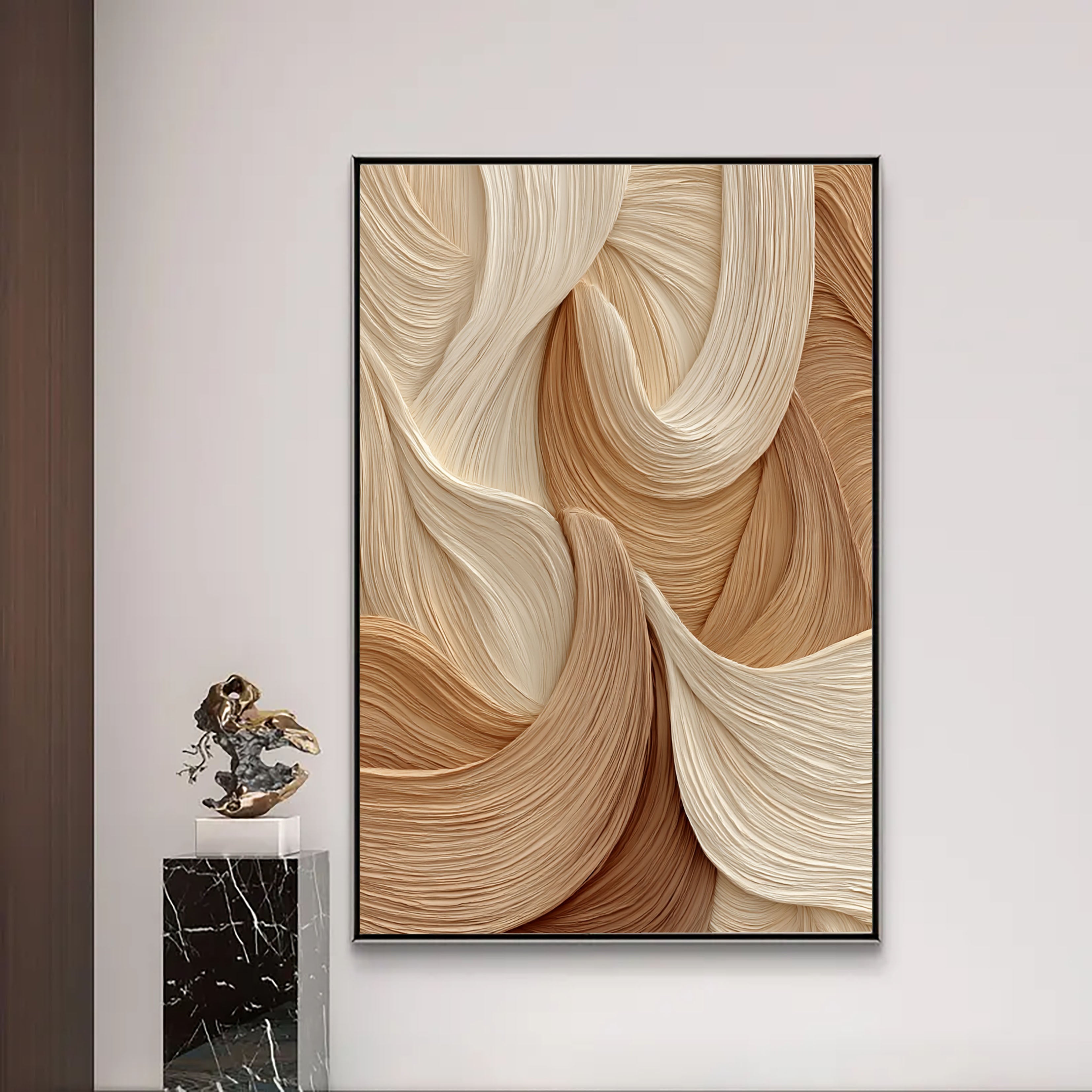 Textured Flowing Opulence | Beige Waves