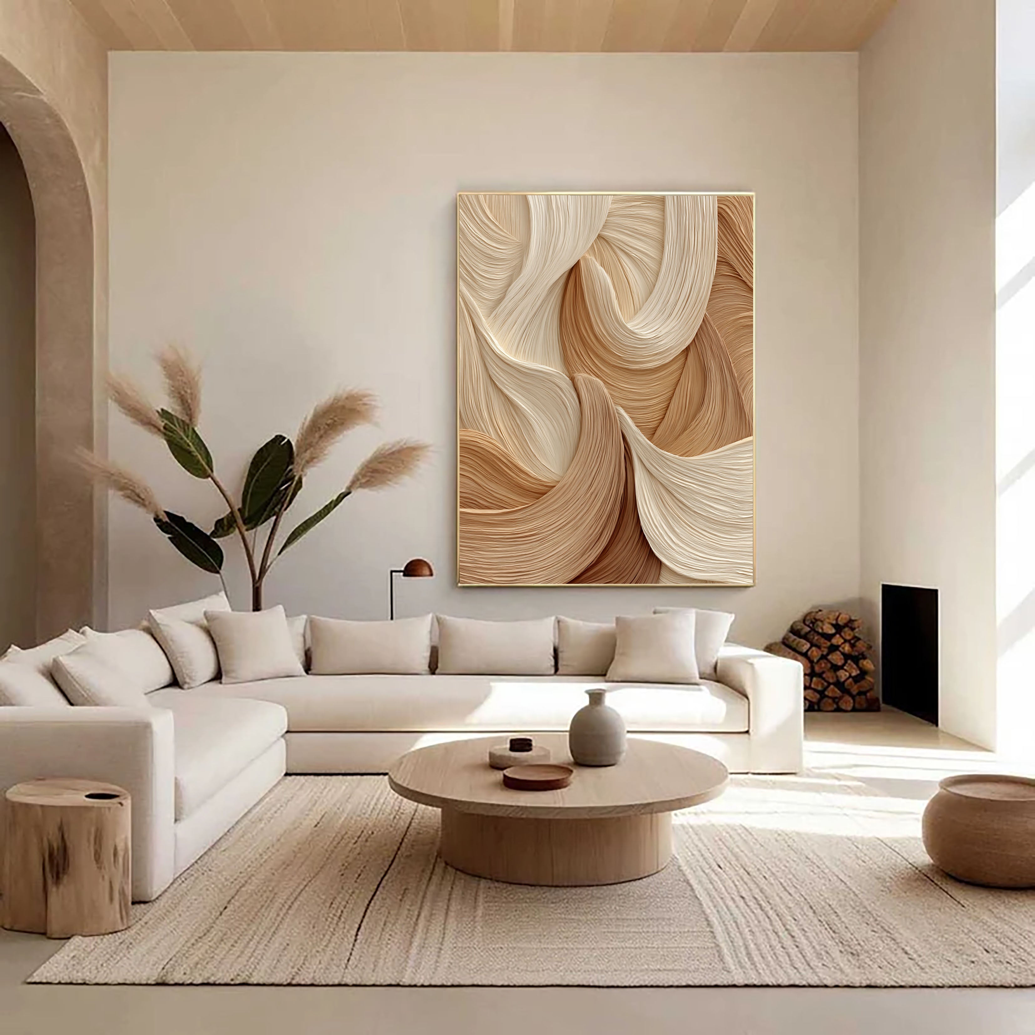 Textured Flowing Opulence | Beige Waves