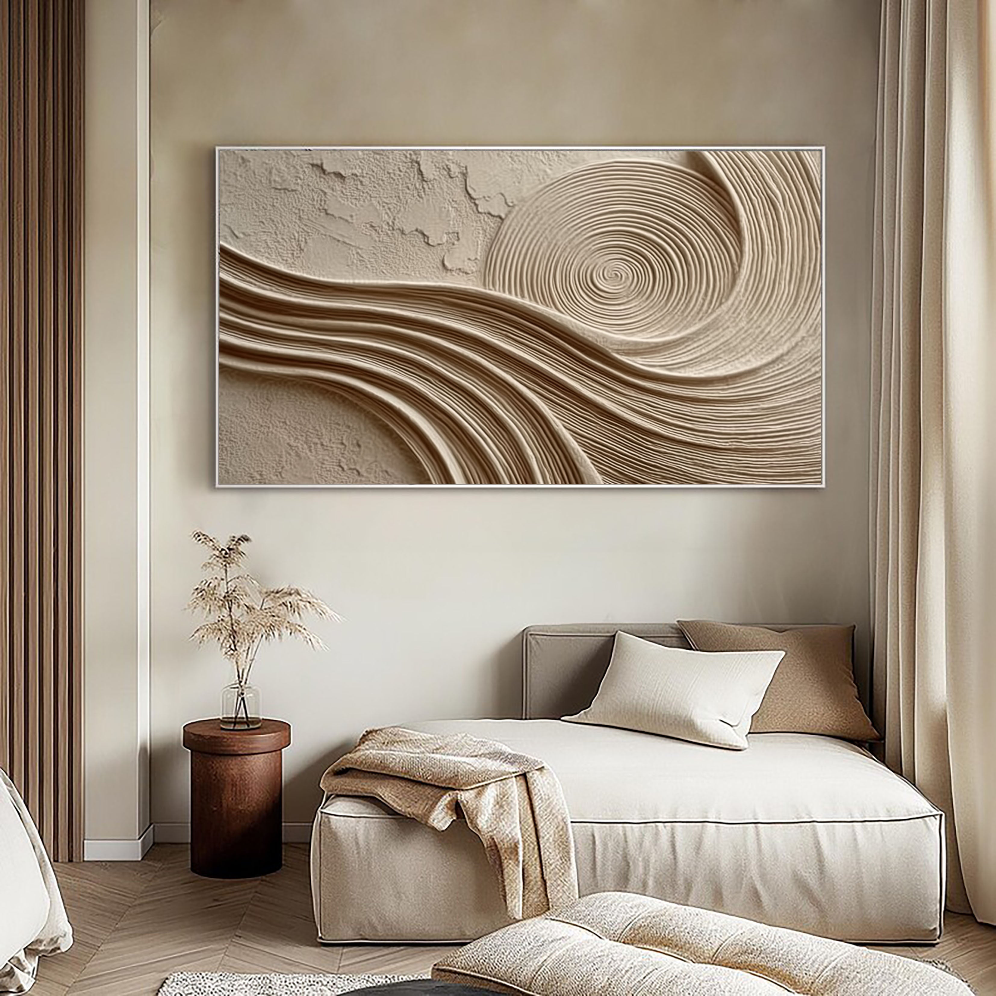 Hypnotic Spiral Texture | Beige Waves