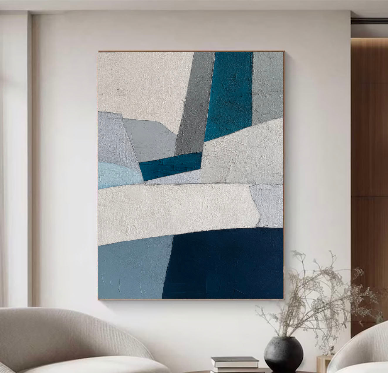 Textured Geometric Blocks | Teal Gray