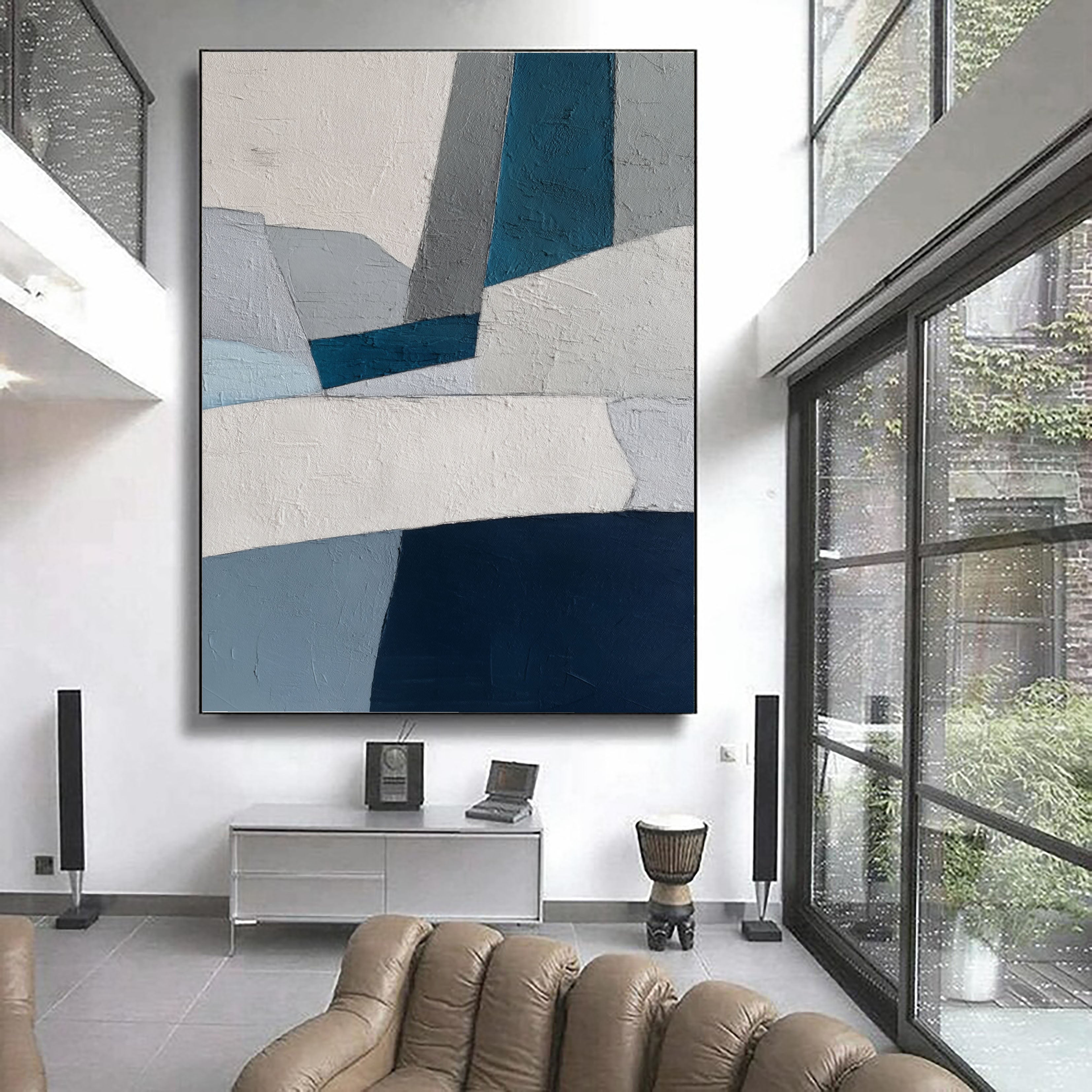 Textured Geometric Blocks | Teal Gray